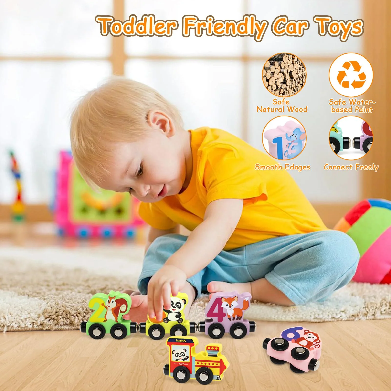 Ballery Hölzerne Tiere Zahl Zug, 11 Pack Holzzug Montessori Magnetzug Set, Montessori Pädagogisches Lernspielzeug, Geschenke für 1 2 3 4 5 Jahre alt Mädchen Jungen - Image 3
