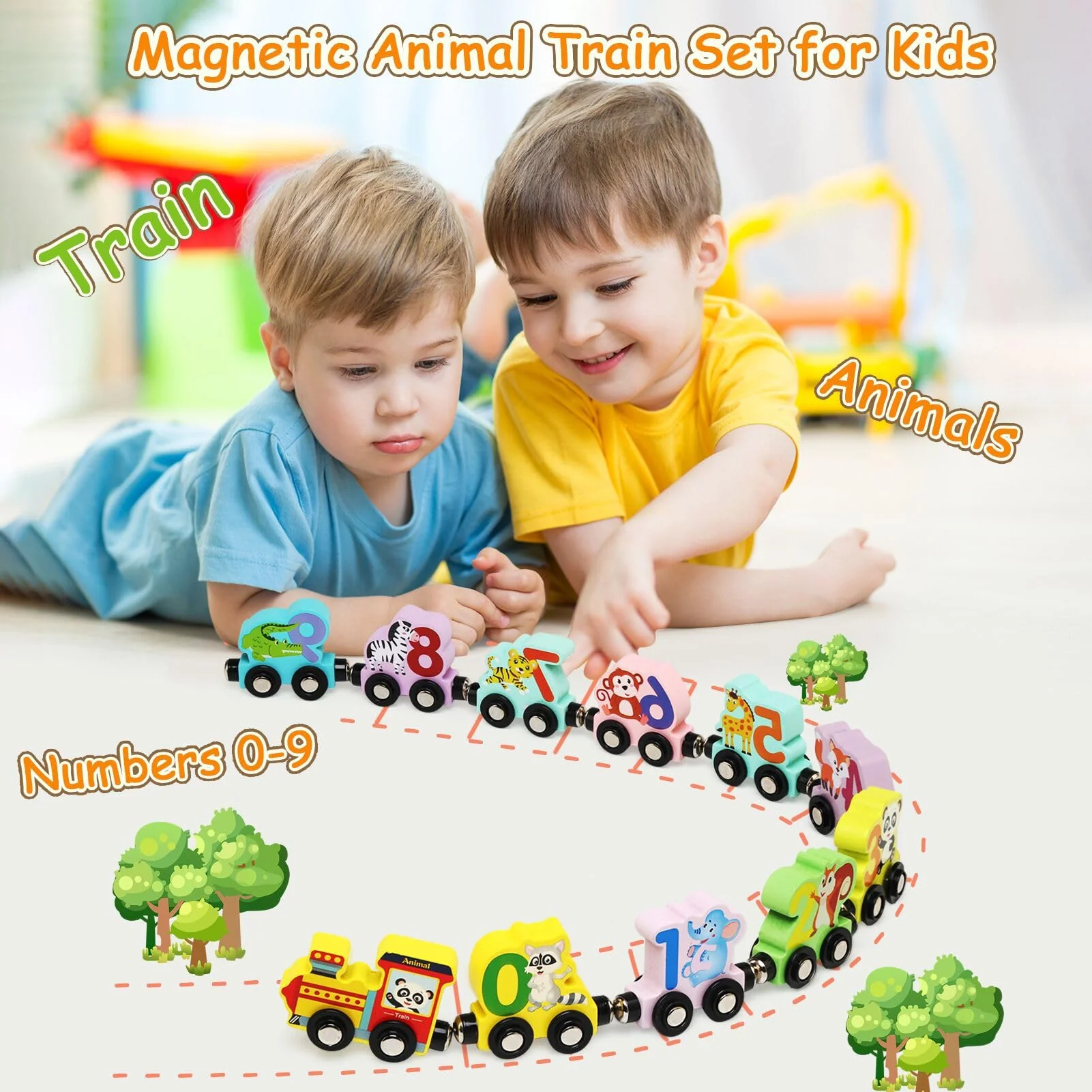 Ballery Hölzerne Tiere Zahl Zug, 11 Pack Holzzug Montessori Magnetzug Set, Montessori Pädagogisches Lernspielzeug, Geschenke für 1 2 3 4 5 Jahre alt Mädchen Jungen - Image 5