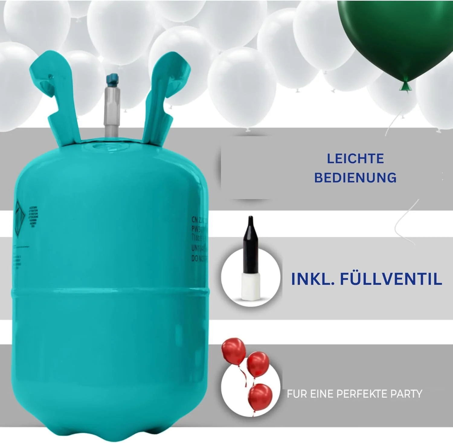 Ballongas [für 90 Luftballons]– Helium Balloon Gas für bis zu [90 Luftballons] – Ballongas - Helium Gasflasche XXL inkl. STAHLMANN ® Informationsblatt - Image 3