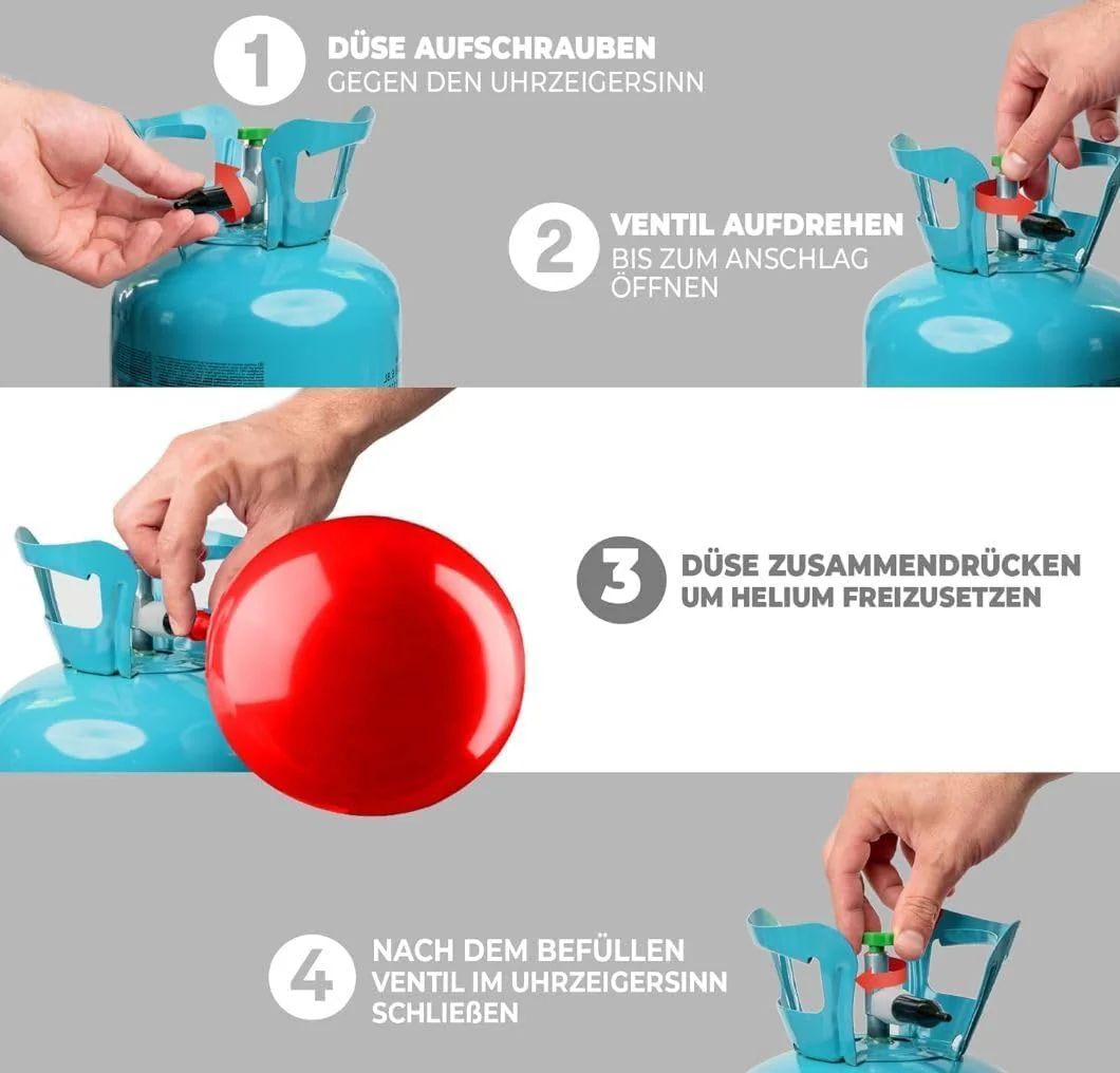 Ballongas [für 90 Luftballons]– Helium Balloon Gas für bis zu [90 Luftballons] – Ballongas - Helium Gasflasche XXL inkl. STAHLMANN ® Informationsblatt - Image 5