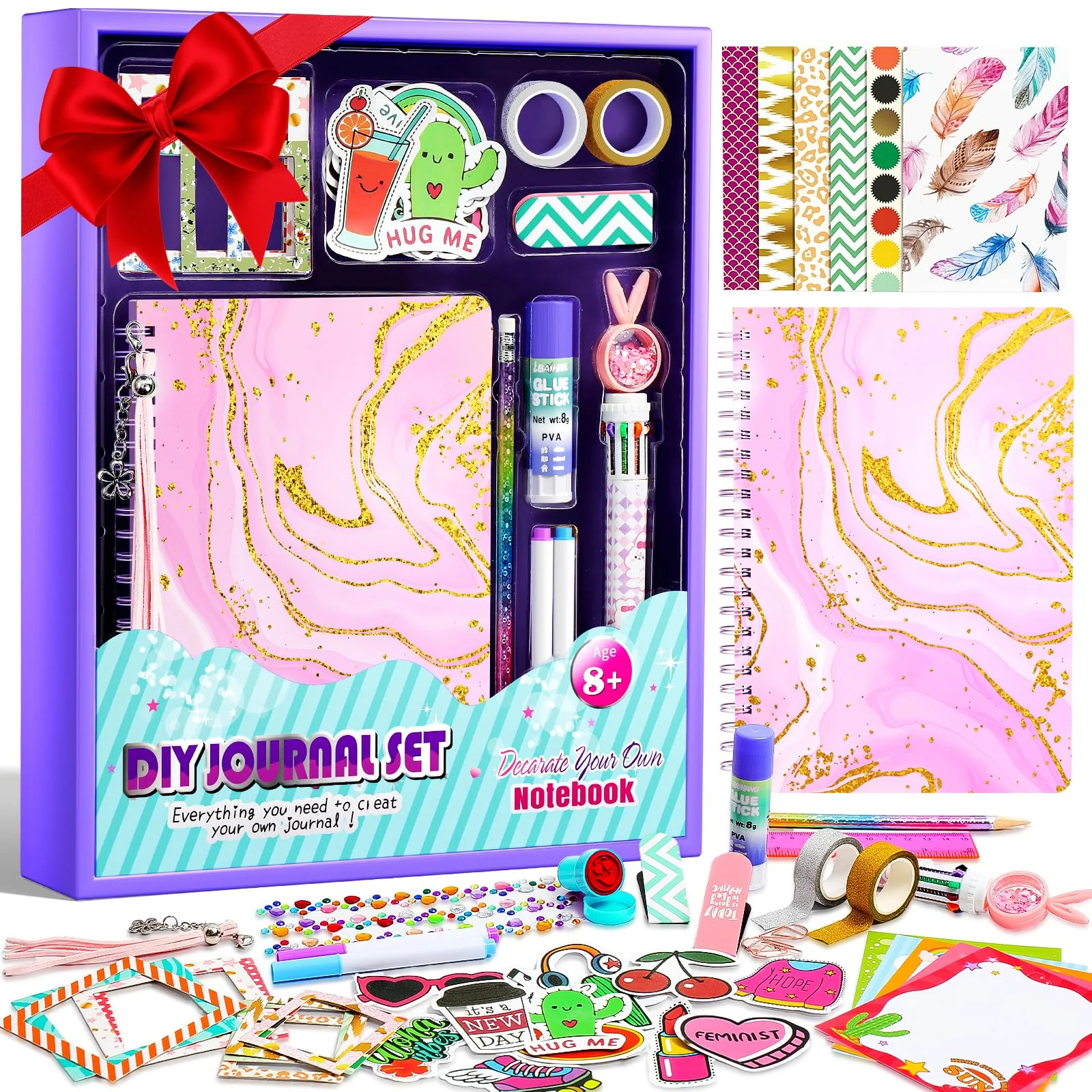 BALORIZ DIY Journal Set für Mädchen, Scrapbook & Diary Briefpapier Set, Kunst und Bastel Kits für Tweens Teenager, Spielzeug Geschenke Weihnachten Geburtstag Feiertagefür 8-14 Jahre alte Mädchen