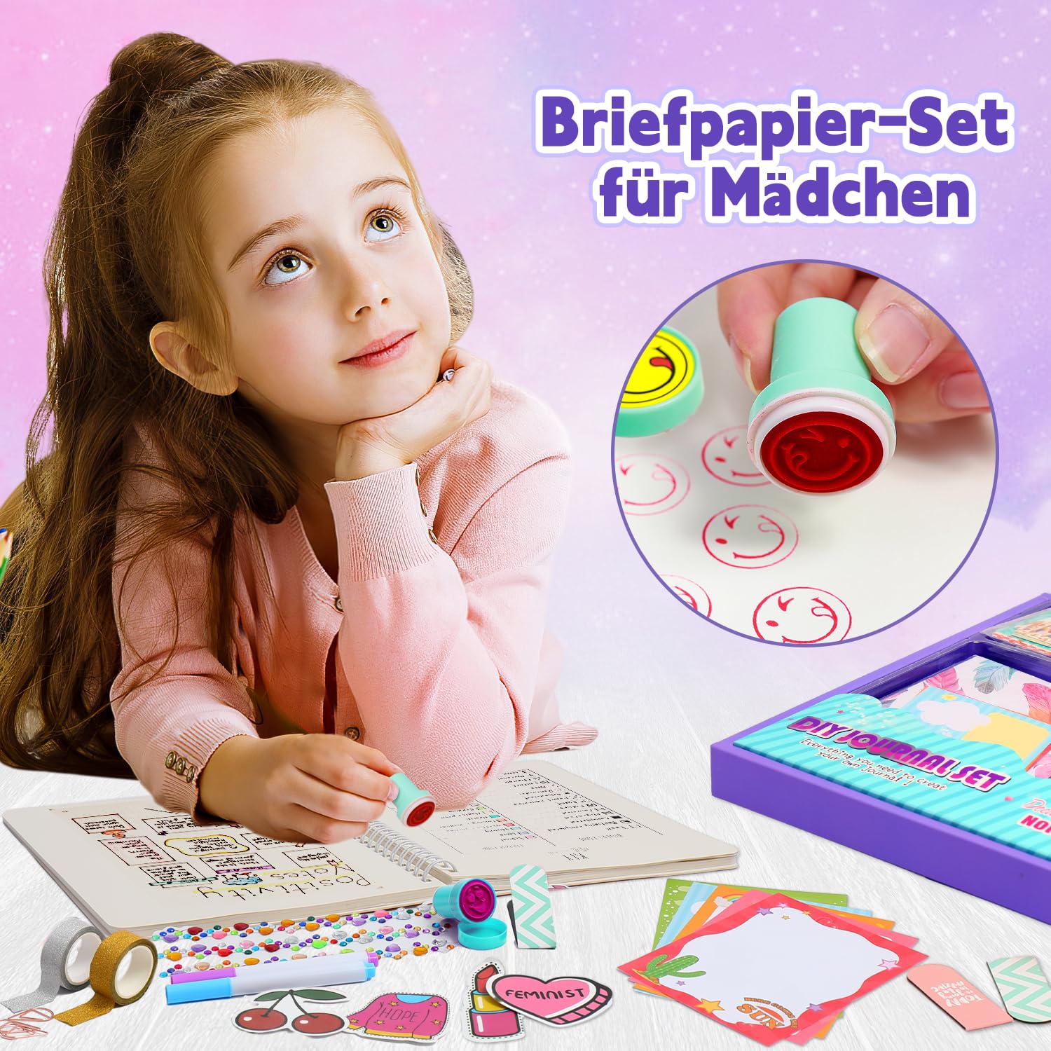 BALORIZ DIY Journal Set für Mädchen, Scrapbook & Diary Briefpapier Set, Kunst und Bastel Kits für Tweens Teenager, Spielzeug Geschenke Weihnachten Geburtstag Feiertagefür 8-14 Jahre alte Mädchen - Image 3