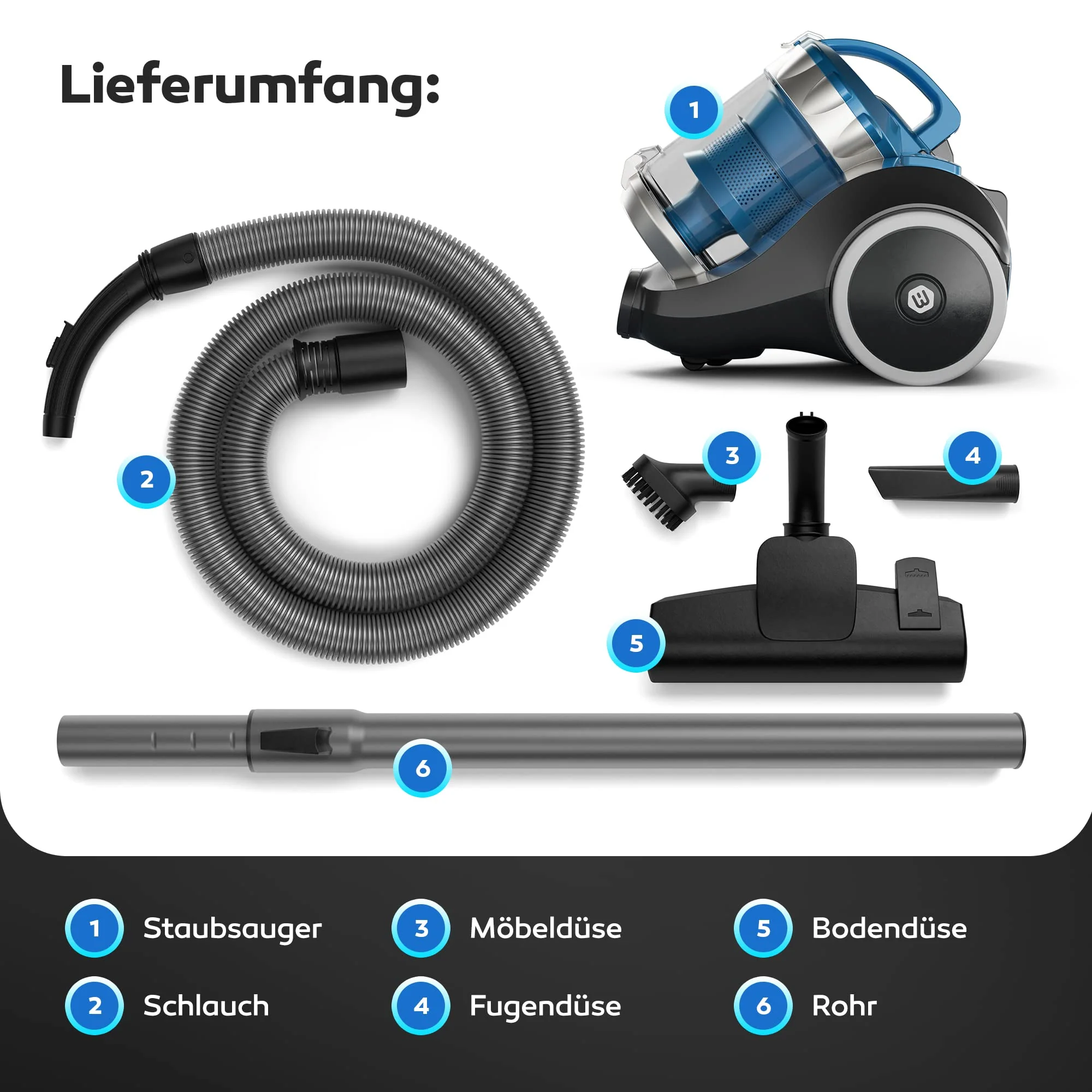 Balter Vento A3 Staubsauger beutellos, 850W hohe Saugleistung, große 2L Staubbehälter, Multizyklon, HEPA-Filter - Image 2