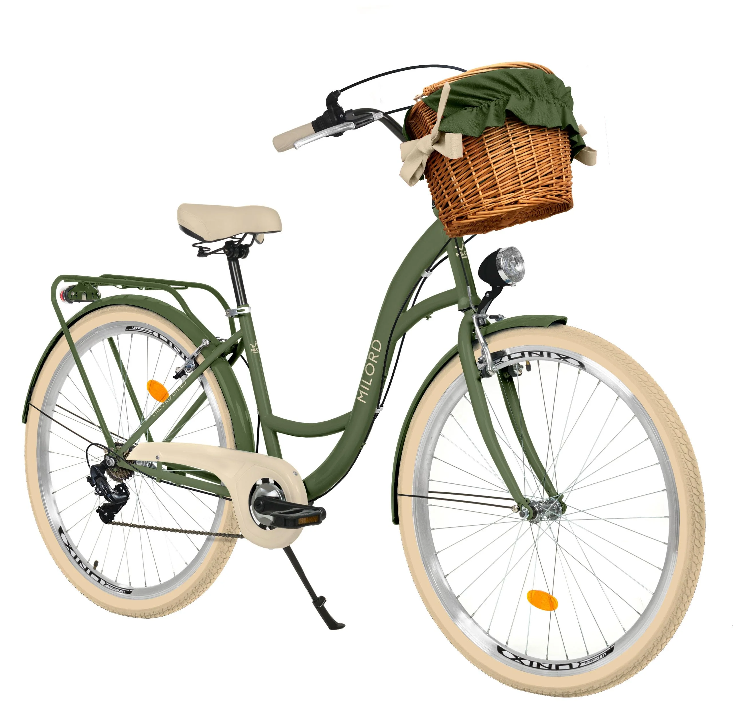 Balticuz OU Komfort Fahrrad Citybike Mit Weidenkorb Damenfahrrad Hollandrad Retro, 26 Zoll, Grün-Creme, 7-Gang - Image 2