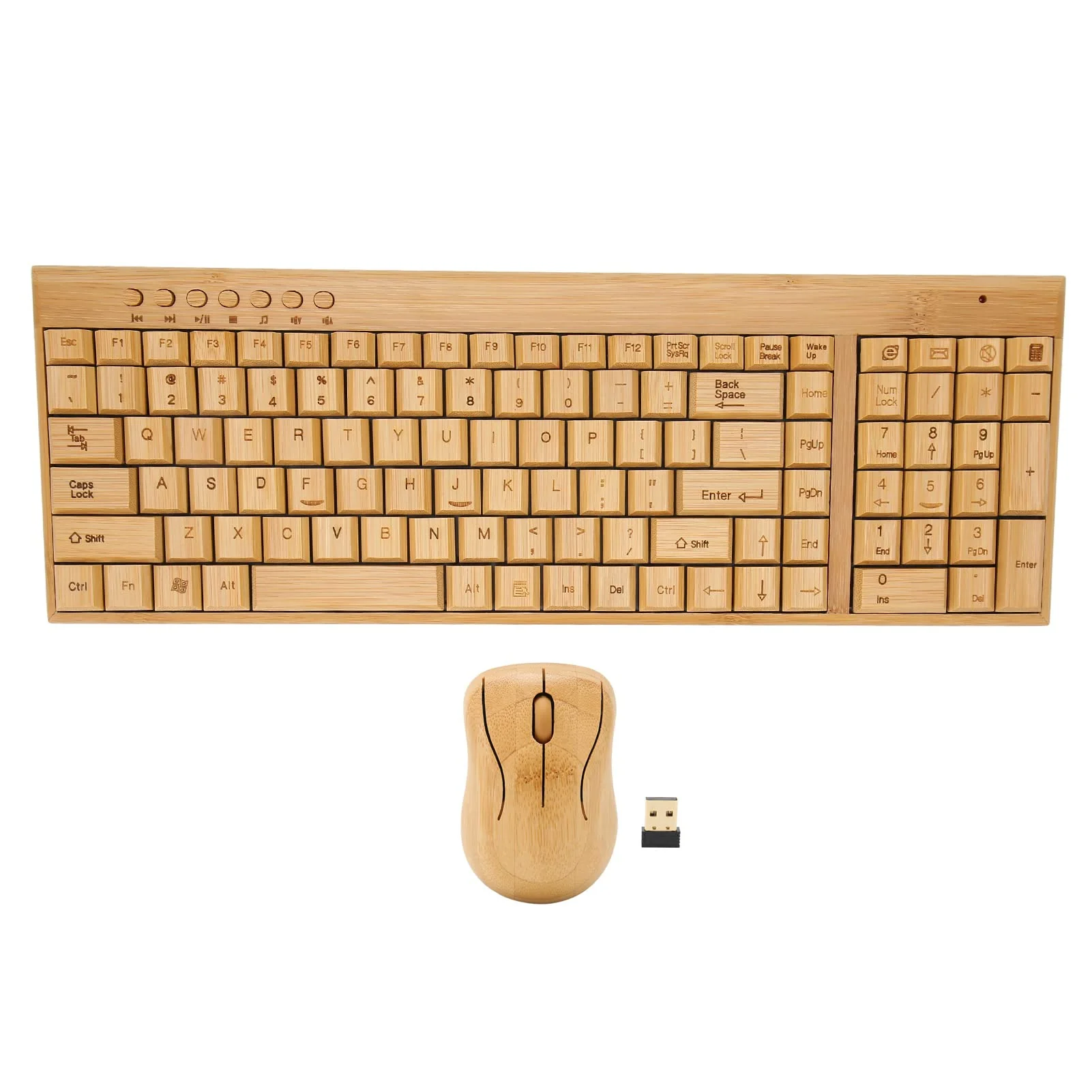 Bambus-Tastatur und -Maus, 2,4-GHz-Tastaturmaus mit Kabelloser Verbindung, Plug-and-Play, Bambusholzmaterial, für Büro und Gaming, Kombination aus Maus und - Image 2