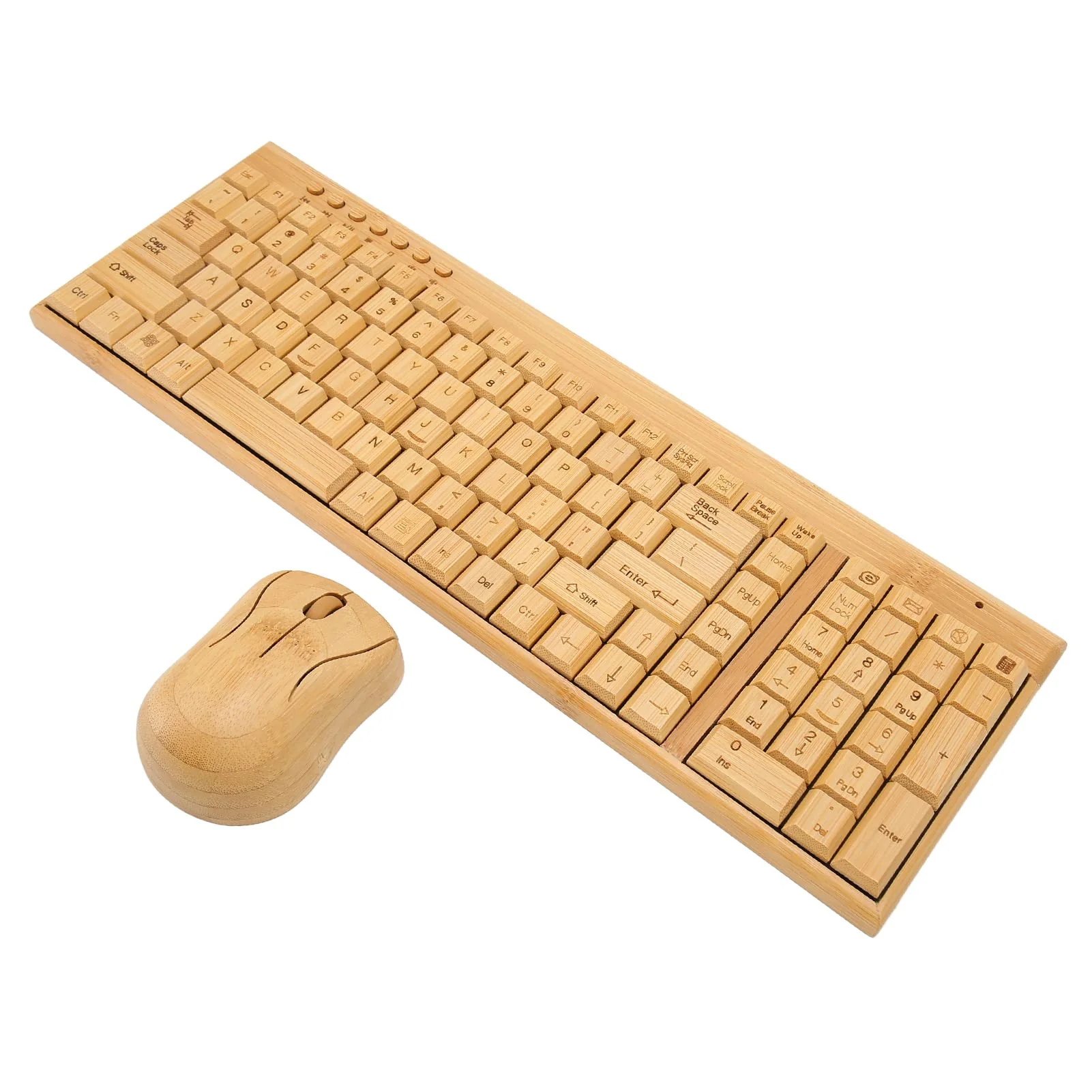 Bambus-Tastatur und -Maus, 2,4-GHz-Tastaturmaus mit Kabelloser Verbindung, Plug-and-Play, Bambusholzmaterial, für Büro und Gaming, Kombination aus Maus und - Image 4