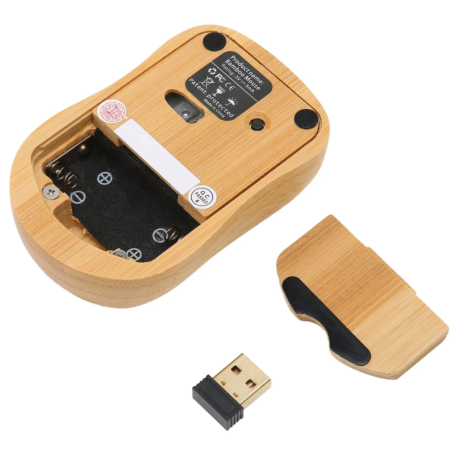 Bambus-Tastatur und -Maus, 2,4-GHz-Tastaturmaus mit Kabelloser Verbindung, Plug-and-Play, Bambusholzmaterial, für Büro und Gaming, Kombination aus Maus und - Image 5