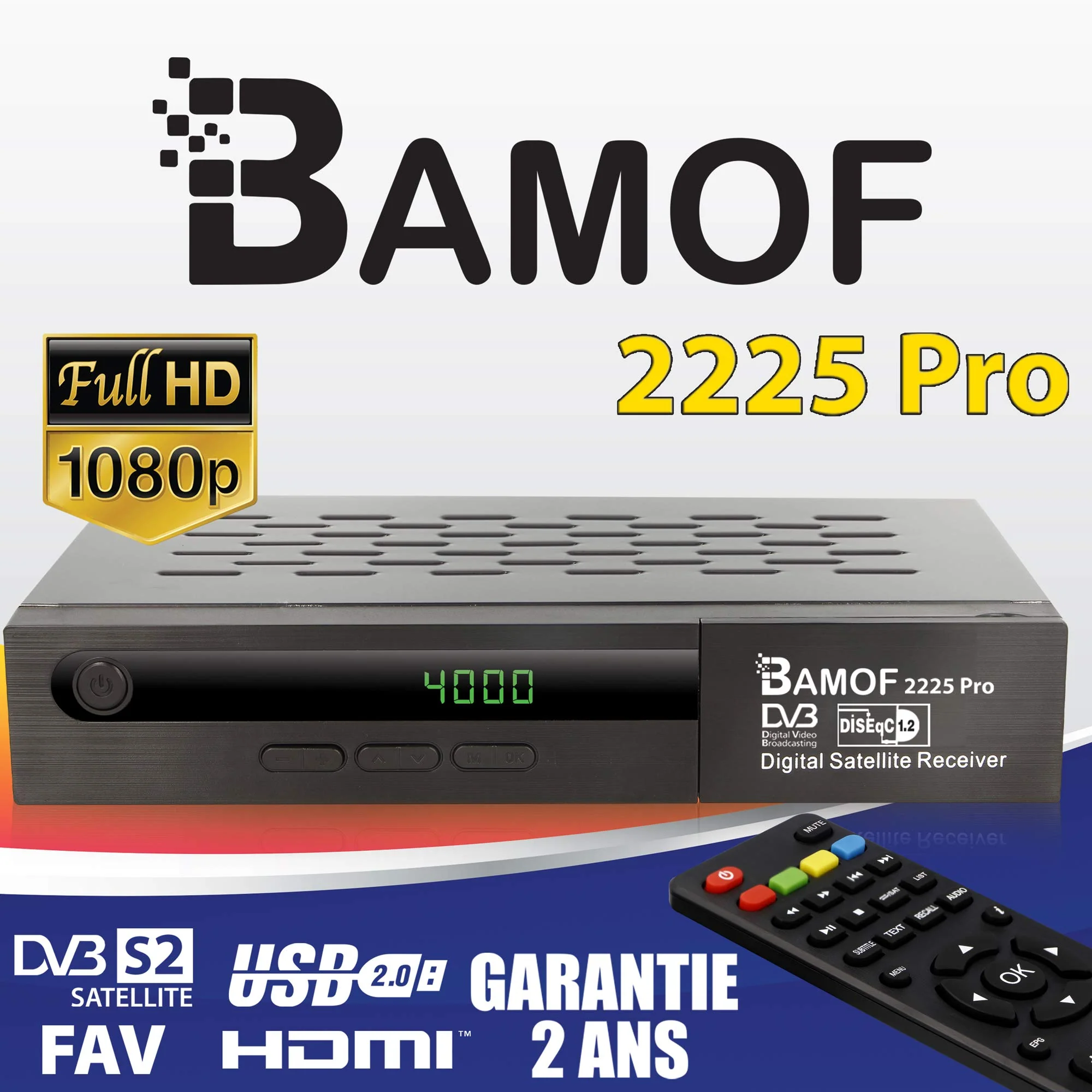 Bamof 2225 PRO Sat Receiver Digitaler Satelliten Receiver- (HDTV, DVB-S/DVB-S2, HDMI, SCART, 2X USB, Full HD 1080p) [Vorprogrammiert für Astra, Hotbird und Türksat] + HDMI Kabel - Image 7
