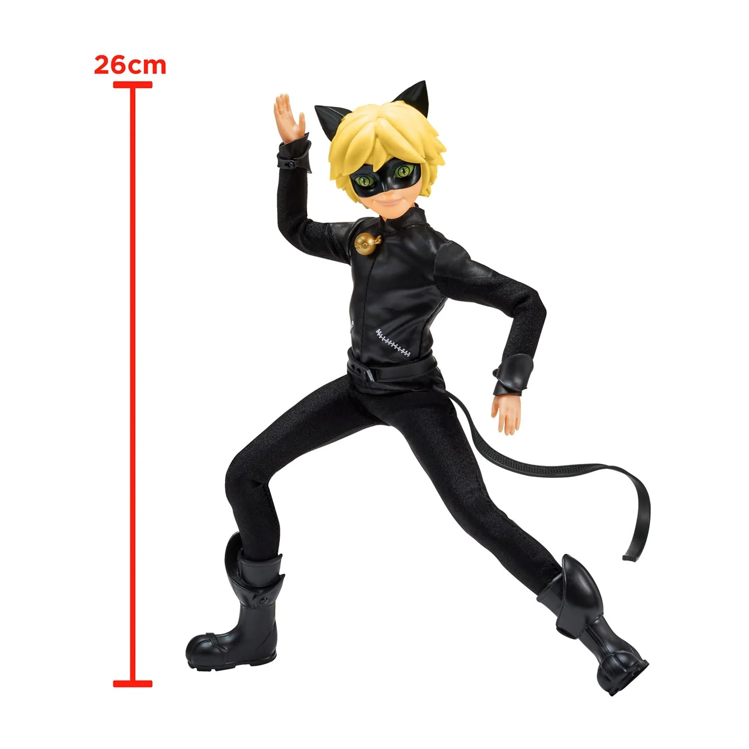 BANDAI - Miraculous Ladybug - Mannequin Puppe 26 cm - Cat Noir - Offizielle Miraculous Lizenz - Gelenkige Cat Noir Puppe - Spielzeug für Kinder ab 4 Jahren - P50002 - Image 4