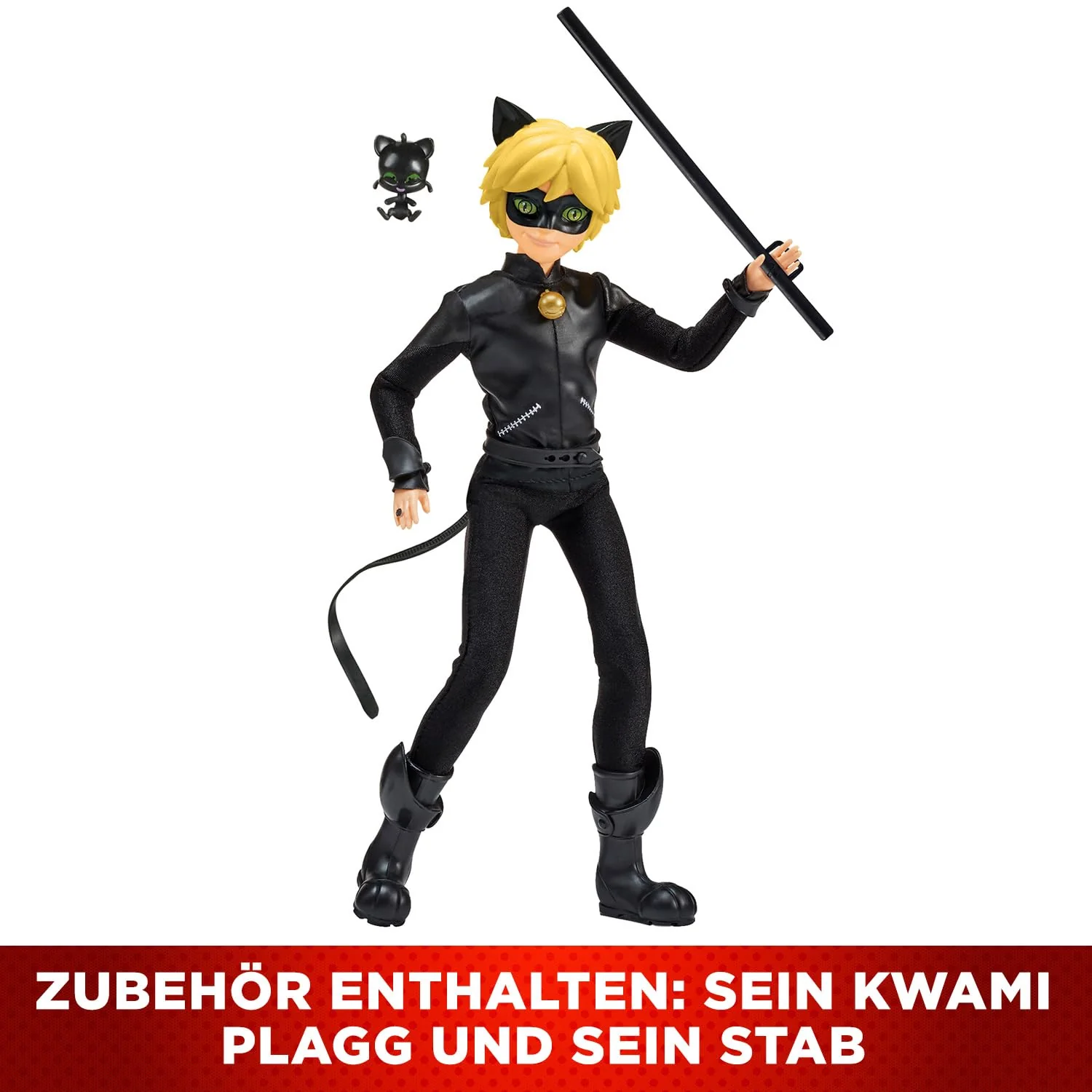 BANDAI - Miraculous Ladybug - Mannequin Puppe 26 cm - Cat Noir - Offizielle Miraculous Lizenz - Gelenkige Cat Noir Puppe - Spielzeug für Kinder ab 4 Jahren - P50002 - Image 6