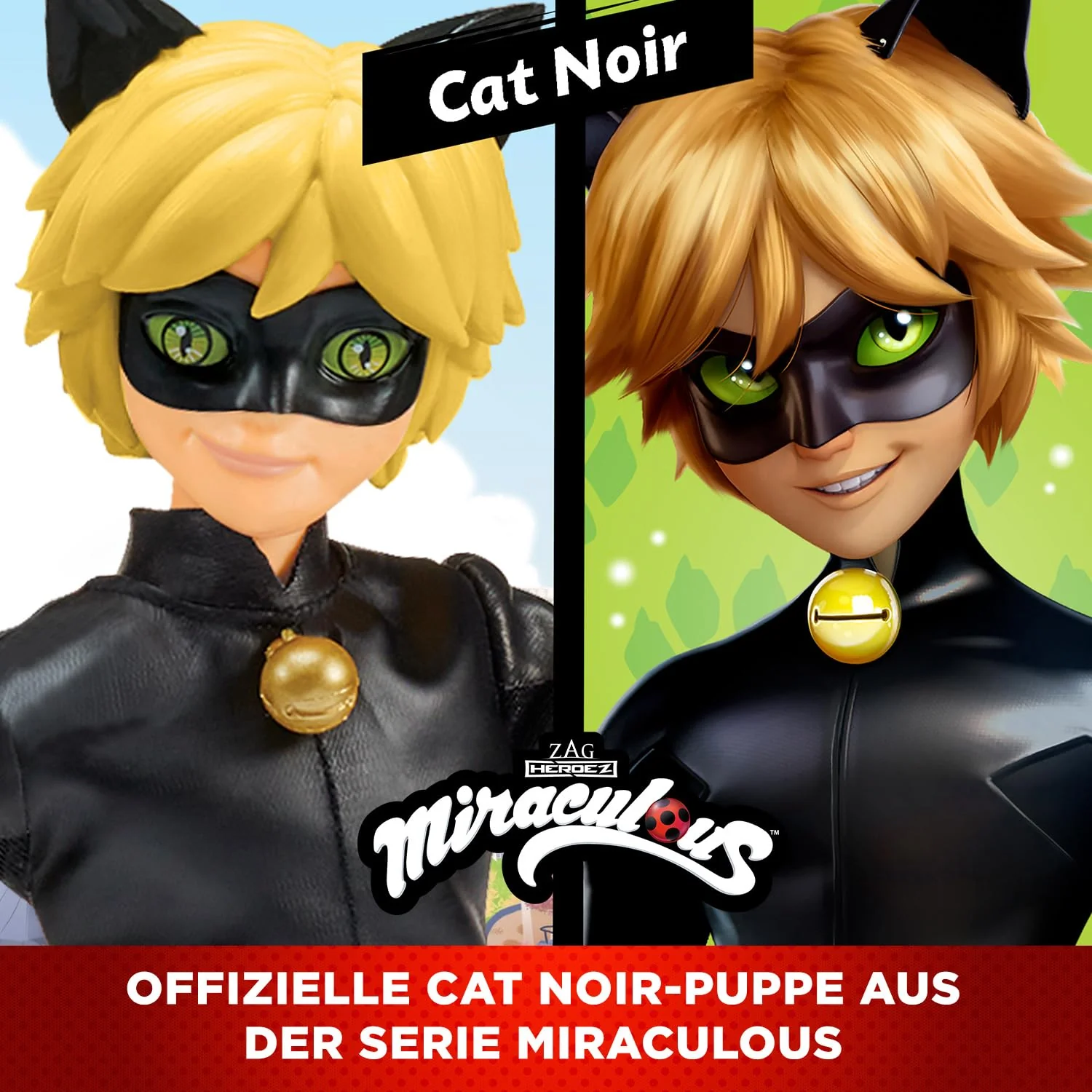 BANDAI - Miraculous Ladybug - Mannequin Puppe 26 cm - Cat Noir - Offizielle Miraculous Lizenz - Gelenkige Cat Noir Puppe - Spielzeug für Kinder ab 4 Jahren - P50002 - Image 7