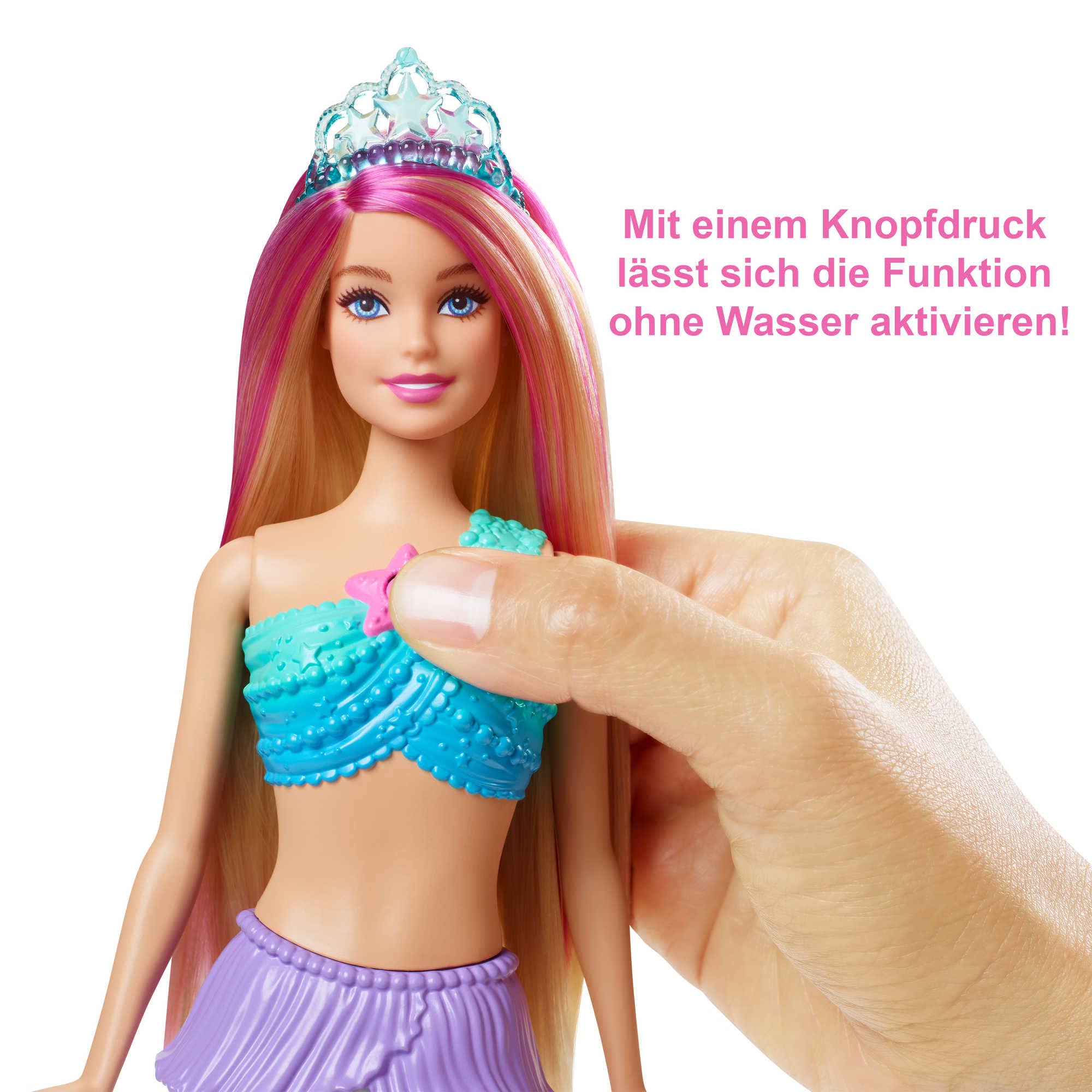 Barbie Dreamtopia Zauberlicht Meerjungfrau Puppe mit blonden Haaren, Barbiepuppe mit Meerjungfrauenschwanz, geeignet als Geschenk für Kinder ab 3 Jahren, HDJ36 - Image 5