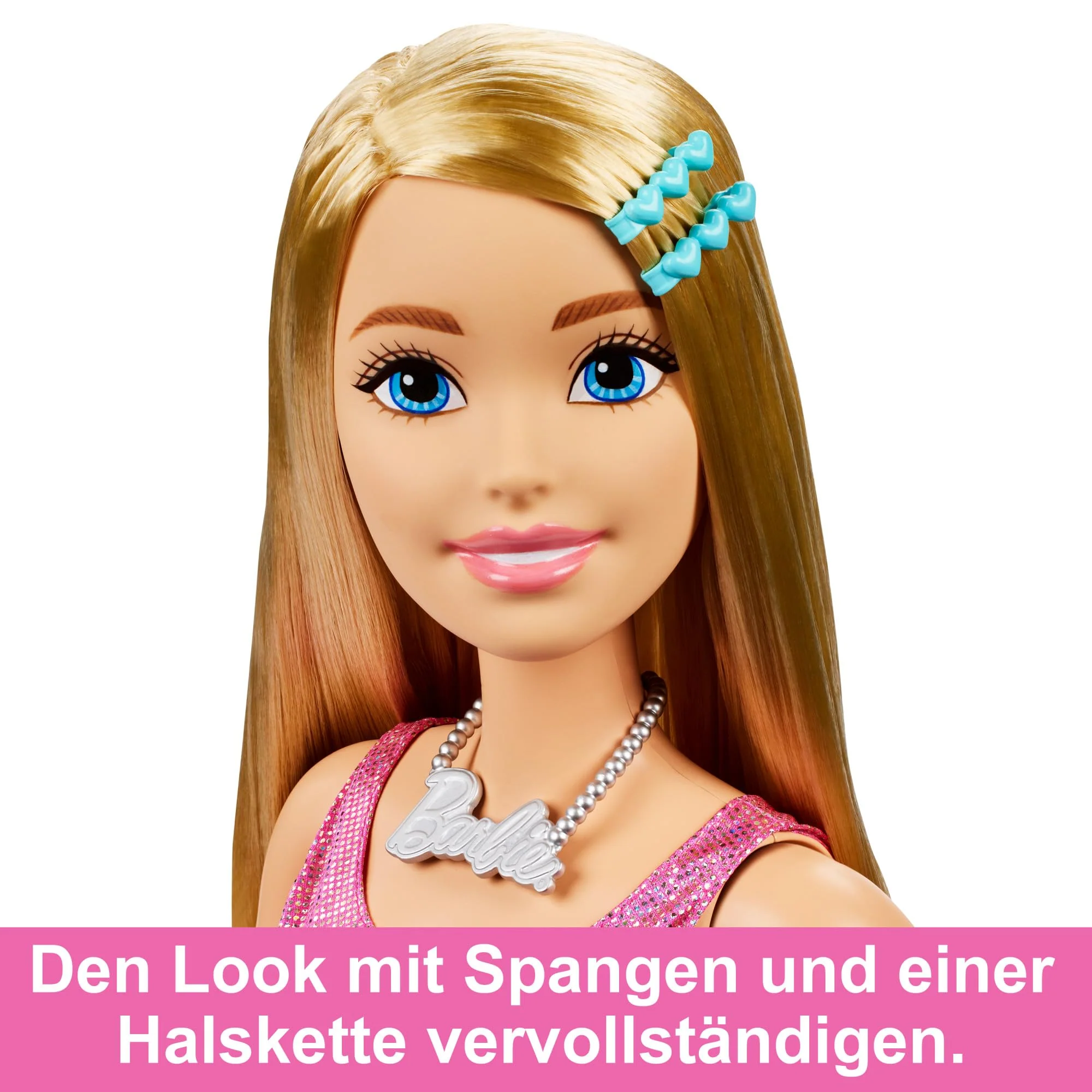Barbie Extragroße Puppe (71 cm) - Pinkes Kleid, Blonde Haare mit Haarspange und Kette, Geschenk für Kinder ab 3 Jahren, HJY02 - Image 5