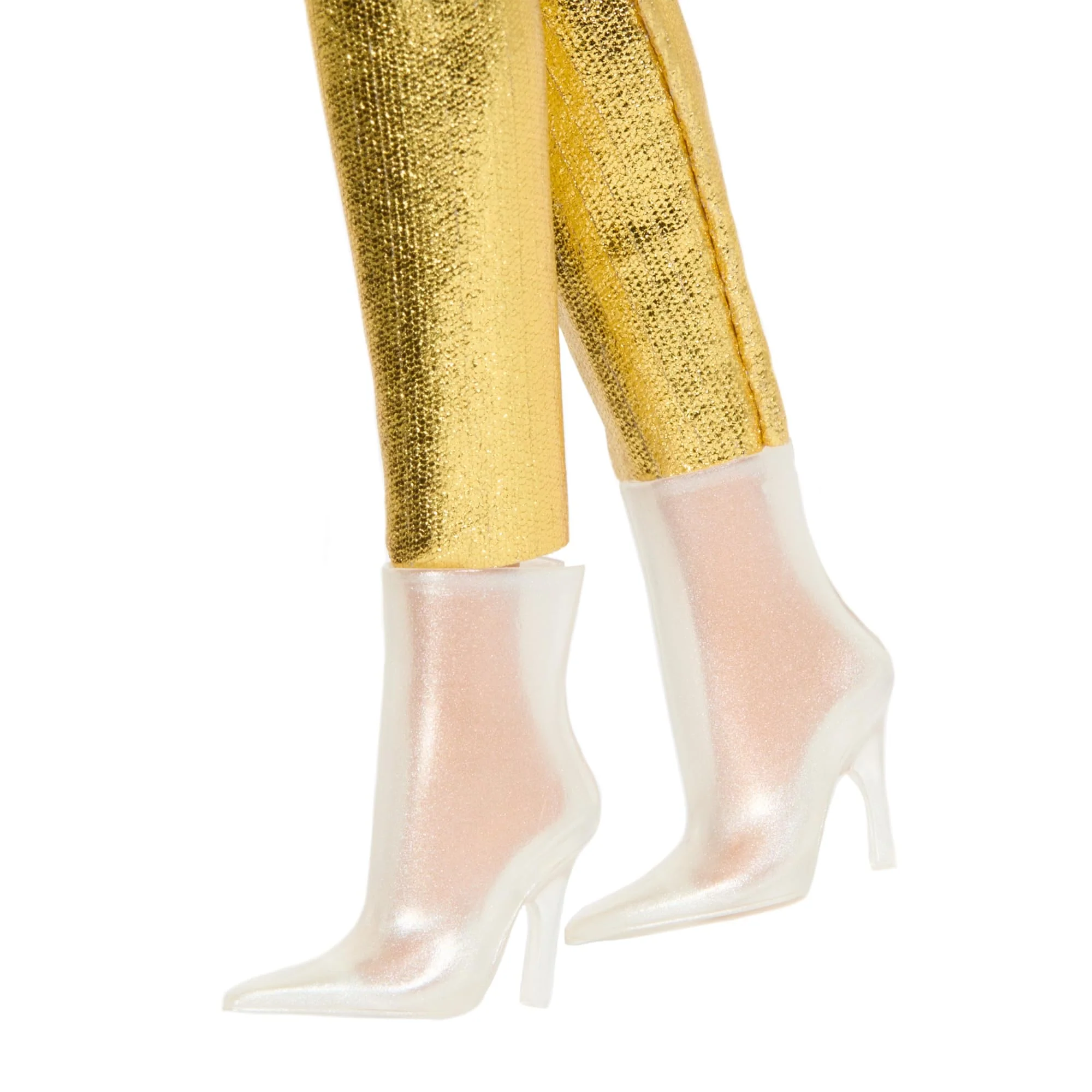 Barbie Fashionistas Puppe #222, Petite Körpergröße mit welligen blonden Haaren, goldenem Jumpsuit und Accessoires, sammelbare Modepuppe zum 65. Jubiläum, HRH19, Gold - Image 4