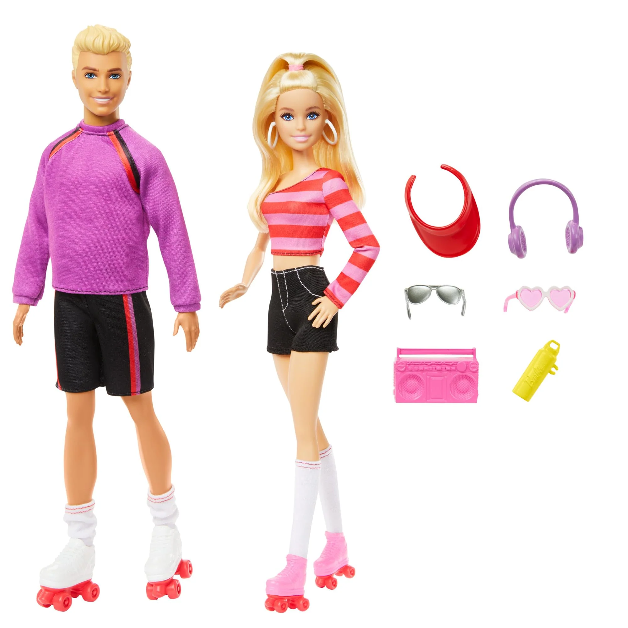 Barbie Fashionistas-Set mit 2 Modepuppen und 6 Zubehörteilen, Barbie und Ken Rollschuh-Modepuppen, Sammelfiguren zum 65. Jubiläum, HXK90 - Image 5