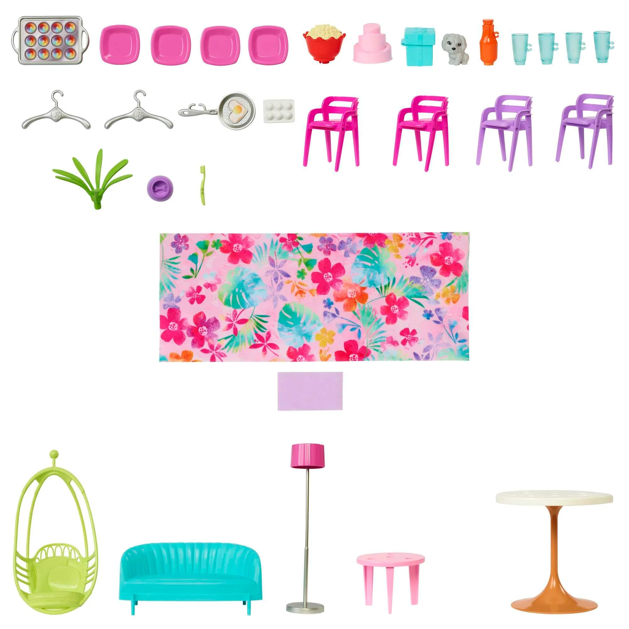 Barbie-Ferienhaus (116 x 77,9 cm), 6 Spielbereiche, komplett eingerichtet Zubehör, Möbeln und Aufzug, klapp- und verstaubar, Puppe, Geschenk für Kinder ab 3 Jahren, HCD50 - Image 3