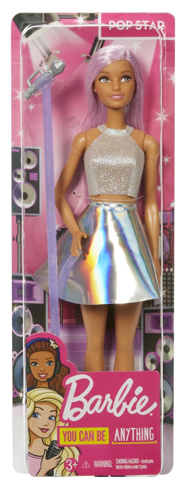 Barbie Pop-Star-Puppe gekleidet in einem schillernden Rock mit Mikrofon und rosafarbenem Haar, Geschenk für Kinder von 3 bis 7 Jahren, JCW42, Schillernd - Image 2