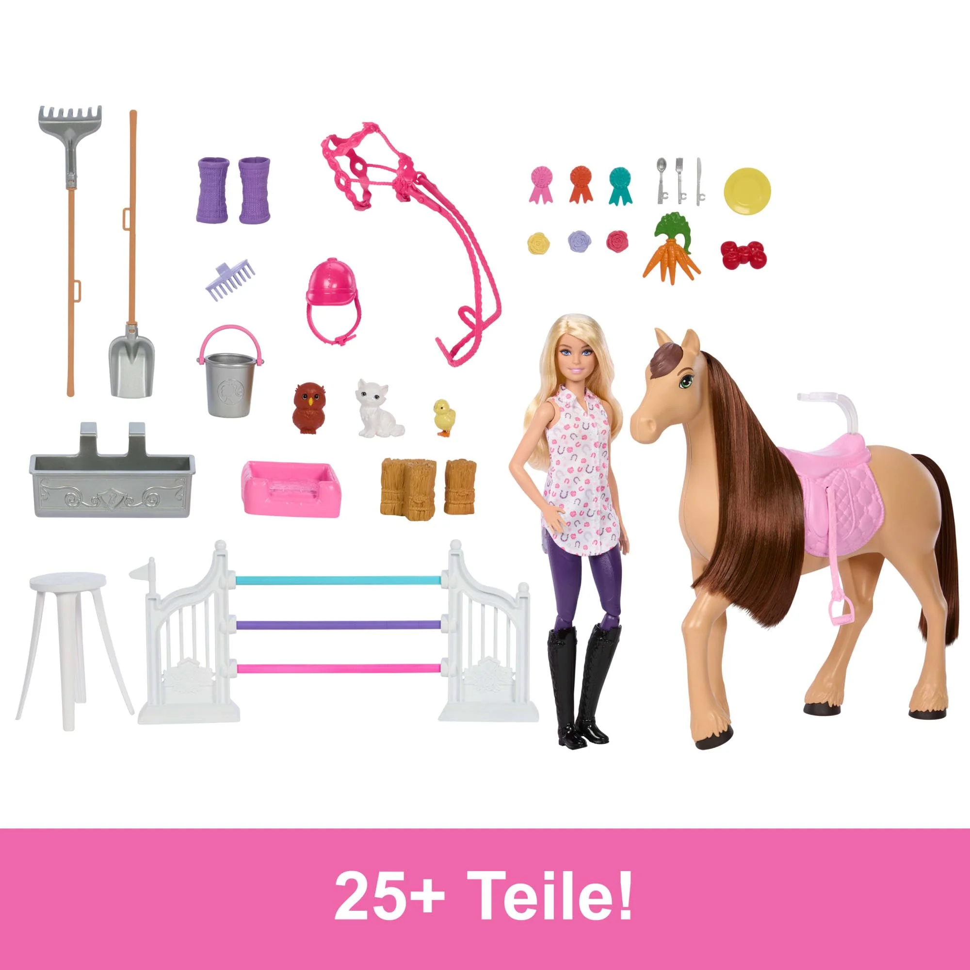 Barbie Spielzeugstall-Spielset mit Puppe, Pferd und Zubehör, mehr als 25 Teile mit 6 Spielbereichen, inspiriert von Barbie Mysteries: Das geheimnisvolle Pferdeabenteuer“, JDN43 - Image 5