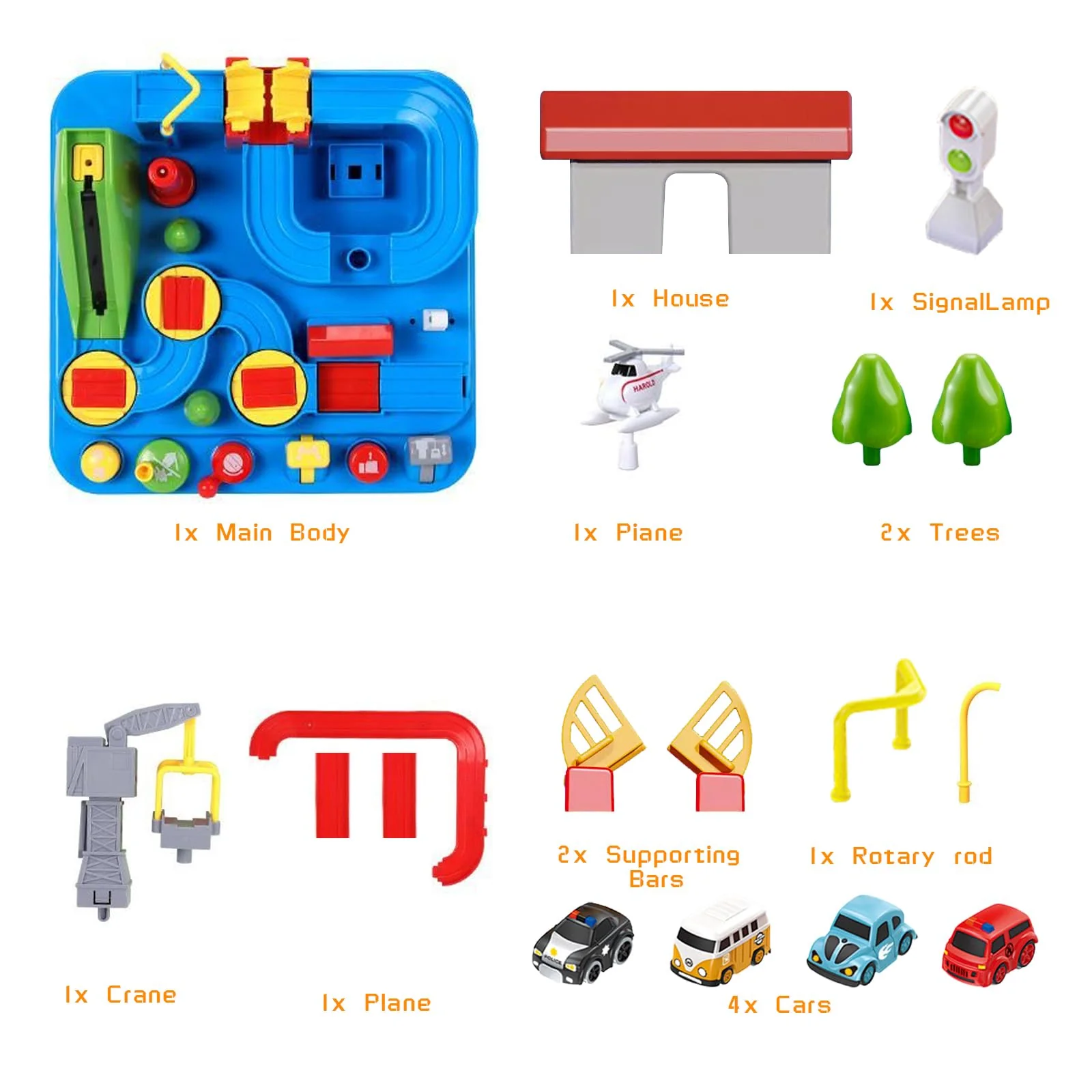 BASAMOU Auto Spielzeug Rennstrecken ab 3 4 5 6 Jahre Jungen Mädchen, Track Cars Spielzeug, Abenteuer Autopark enthält 4 Spielzeugautos, Geschenk für Jungen Kinder (6 Tasten) - Image 2