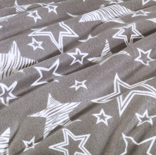 BaSaTex 135x200 Microfaser Flausch Bettwäsche Sterne grau Weiss Taupe Fleece Thermofleece 4tlg.Set - Image 5
