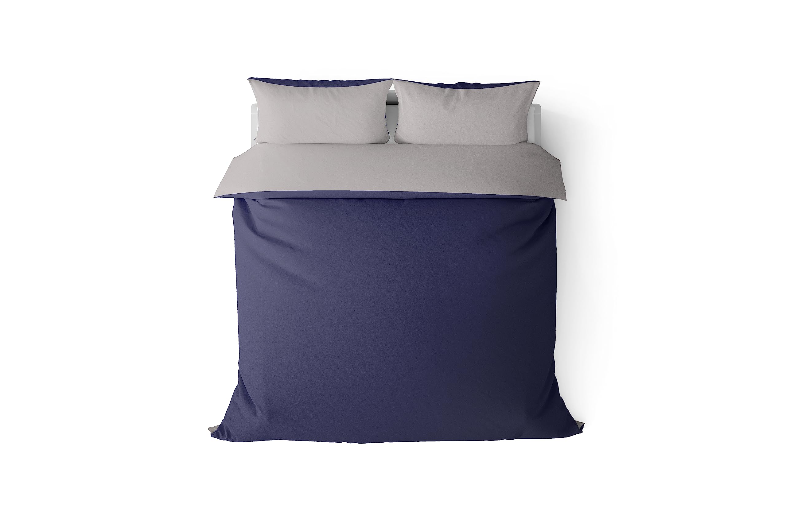 BaSaTex Bio Renforcé Bettwäsche und Kissenbezug | 100% Bio-Baumwolle | Reißverschluss | 135x200 + 80x80 cm |Uni Navy/Silber - Image 4