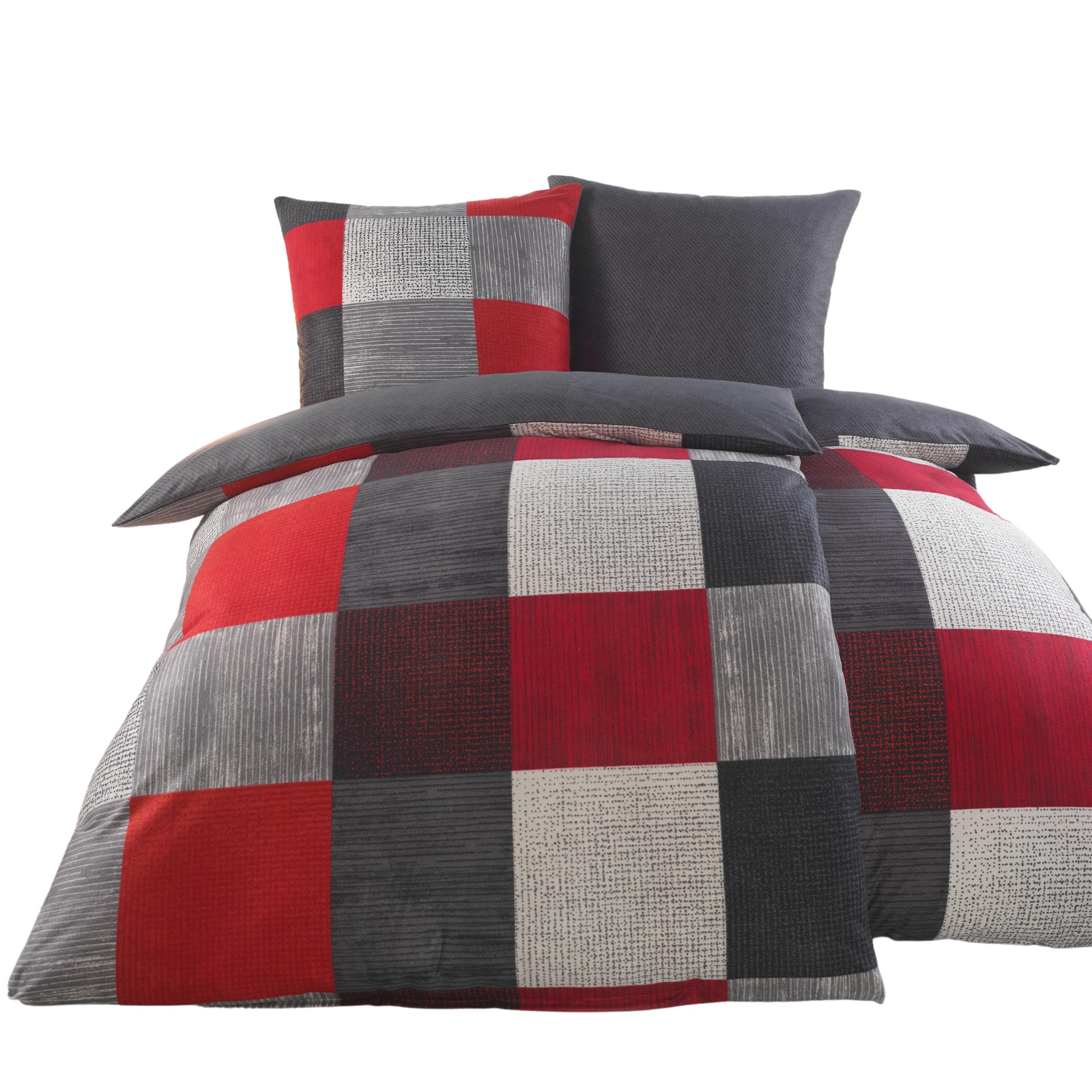 BaSaTex Protex 4 Teilige Winter Bettwäsche Set Fleece Flausch Mikrofaser 135x200 80x80 warme weiche Winterware - Image 2