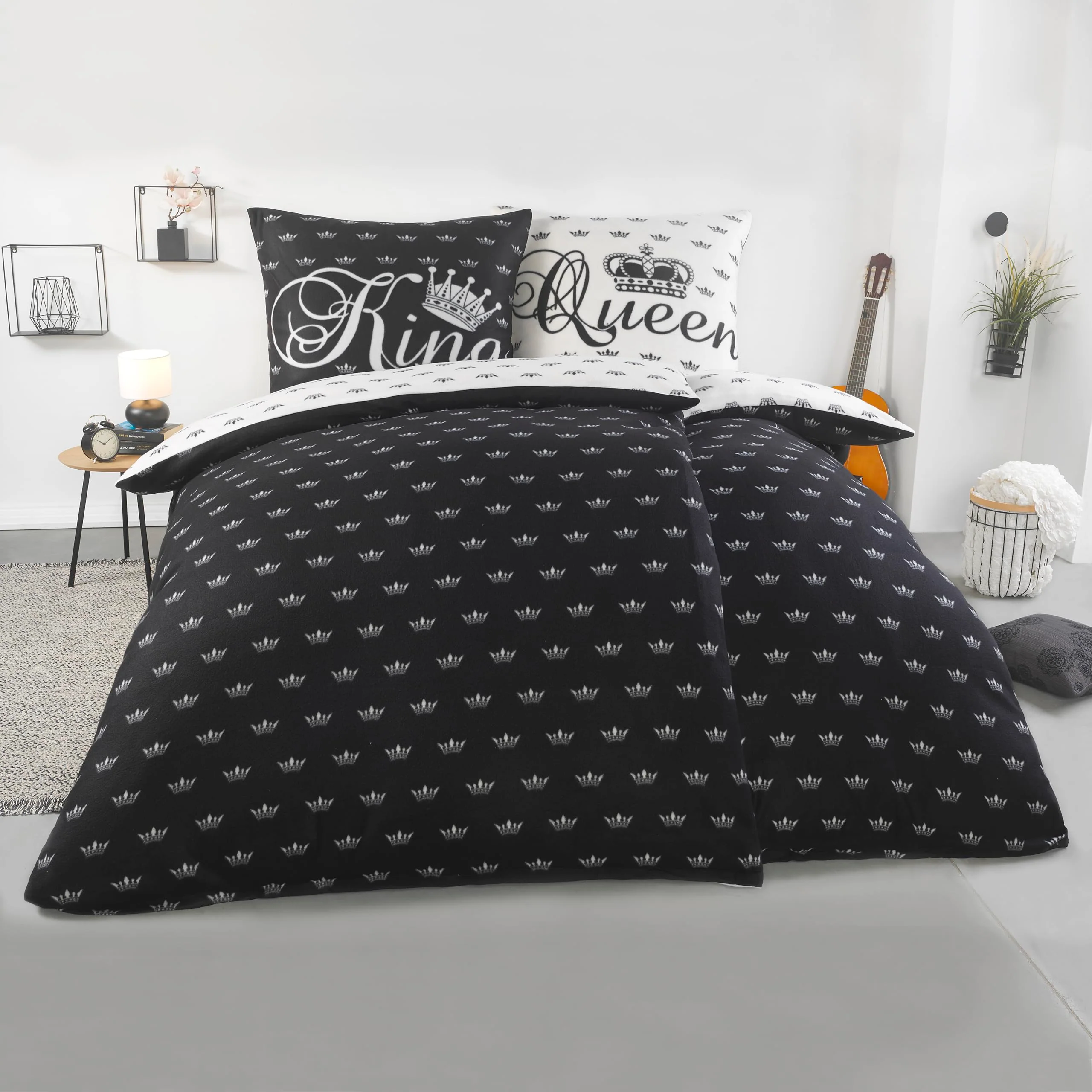 BaSaTex Winter Flausch Partner Fleece Bettwäsche Set | 4 Teilige Garnitur | 100% Mikrofaser | 2X 135x200 + 2X 80x80 cm | Design 01 - Image 2