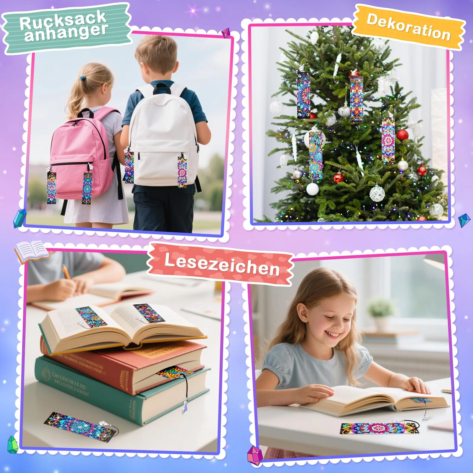 Basteln Mädchen 6 7 8 9 10 Jahre: Diamond Painting Kinder Lesezeichen Bastelset Kinder ab 6 Jahre Geschenke für Mädchen 7-8-10-9-11-12 Jahre Geschenkideen Kindergeburtstag Spielzeug ab 5-12 Jahre - Image 4