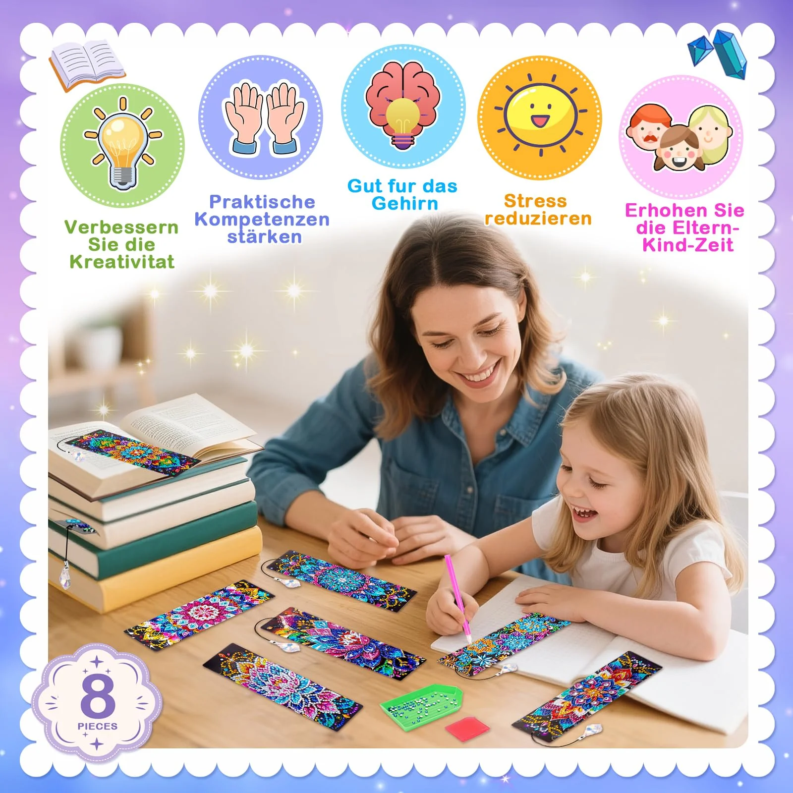 Basteln Mädchen 6 7 8 9 10 Jahre: Diamond Painting Kinder Lesezeichen Bastelset Kinder ab 6 Jahre Geschenke für Mädchen 7-8-10-9-11-12 Jahre Geschenkideen Kindergeburtstag Spielzeug ab 5-12 Jahre - Image 7