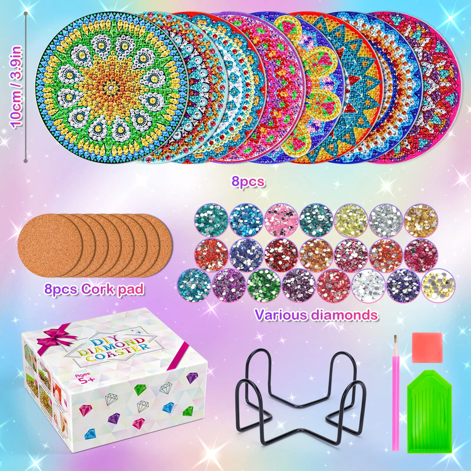 Bastelset Geschenk Kinder Mädchen 8 9 10 11 12 Jahre, Untersetzer Diamond Painting Bastelset Mädchen 7 8 9 10 11 12 Jahre, Diamant Geschenke für Teenager Madchen 7-12 jährige Kindergeburtstag Basteln - Image 3