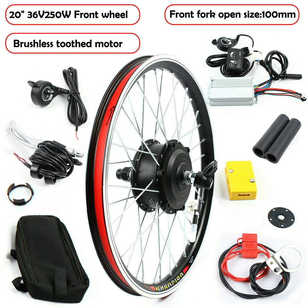 Bathrena Elektrofahrrad Umbausatz 20 Zoll E-Bike Conversion Kit 36V/48V Elektrofahrrad Vorderrad/Hinterrad Umbausatz Motor E-Bike Conversion Kit (36V 250W Vorderrad) - Image 9