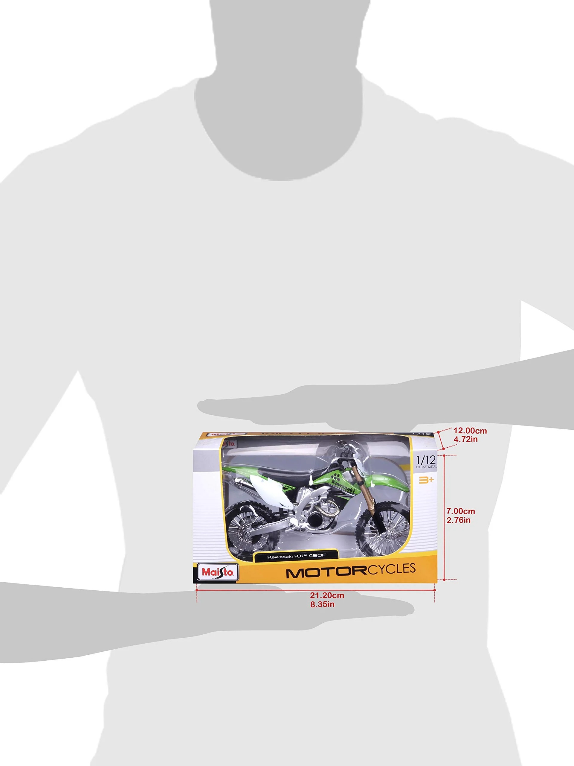 Bauer Spielwaren 2049755 Maisto Kawasaki KX 450F: Originalgetreues Motorradmodell 1:12, mit beweglichem Ständer, Hinterrad-Federung und frei rollenden Rädern, grün (531175) - Image 4