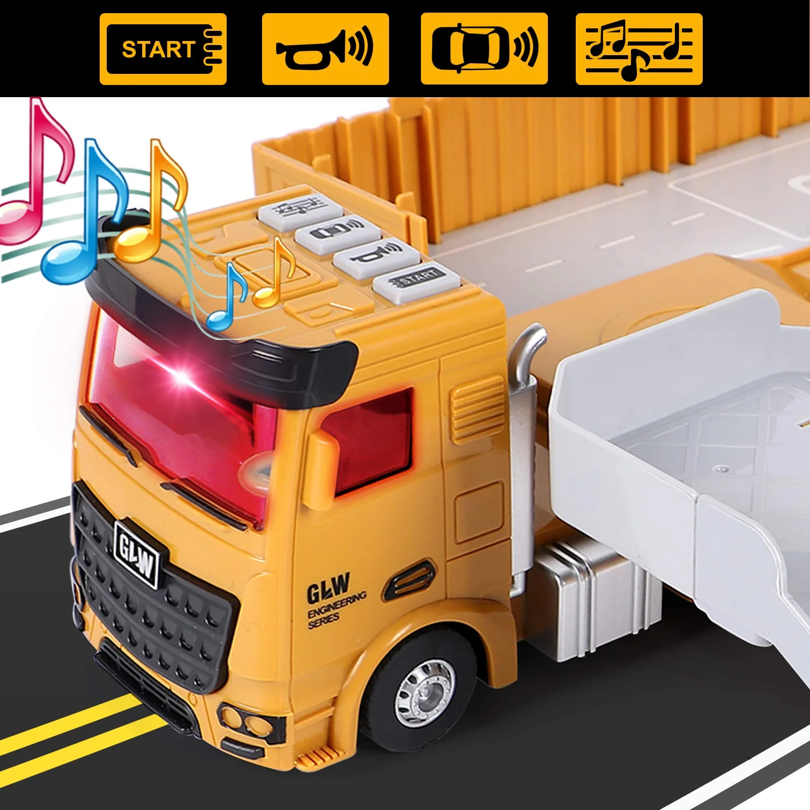 Baufahrzeuge Kinder groß LKW Fahrzeug Spielzeug Geschenke ab 2 3 4 5 Junge Geschenkideen mit Kran Bagger Dampfwalze Planierraupe Lastwagen Betonmischer Konstruktionsfahrzeuge Spielzeug Kinder Jungen - Image 6