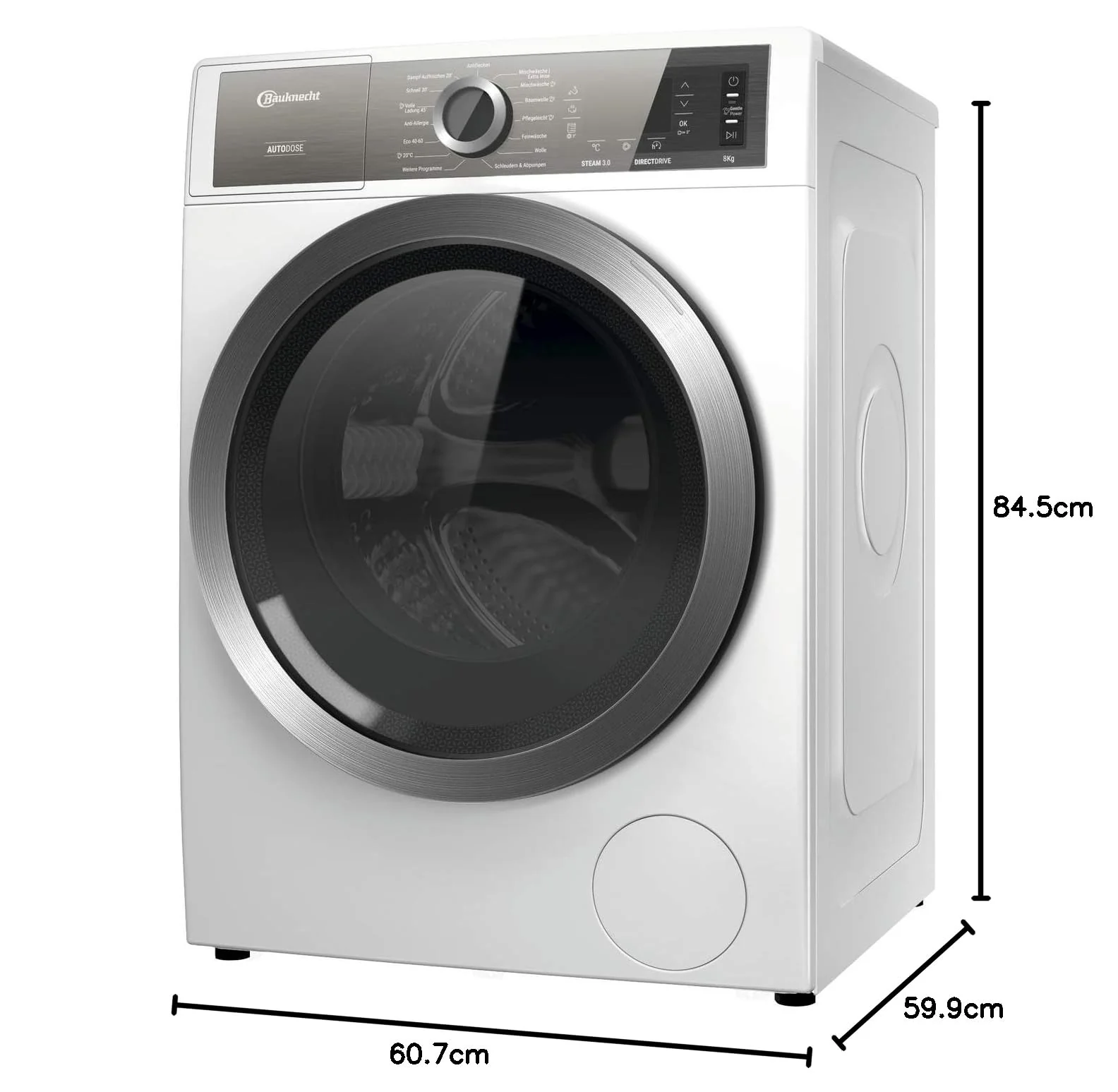 Bauknecht B8 W846WB DE Waschmaschine Frontlader/A/8kg/GentlePower-Technologie/AutoDose /kraftvolle Fleckenentfernung /Steam Hygiene Option/Direct Drive-Motor/Startzeitvorwahl /Kindersicherung, Weiß - Image 22