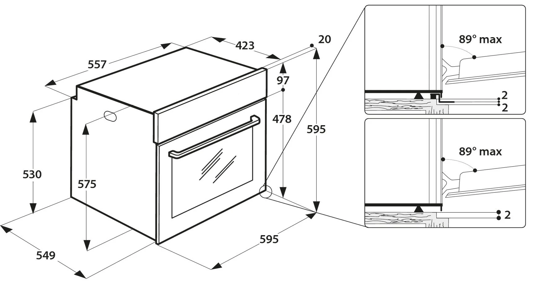 Bauknecht BAR2 KH8V2 IN Einbau-Backofen/A+/71 L/ hydrolytische Selbstreinigungsfunktion / Edelstahl ProTouch / PowerHeißluft - Image 2