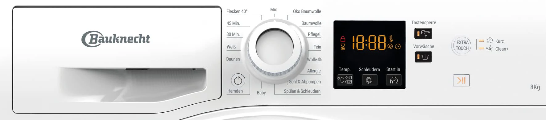 Bauknecht BPW 814 B Waschmaschine Frontlader/ 8kg/ kraftvolle Fleckenentfernung/ Clean Plus/ Kurz 45' / Anti-Allergie Plus/ Mengenautomatik/ Option Extra Touch - Image 13