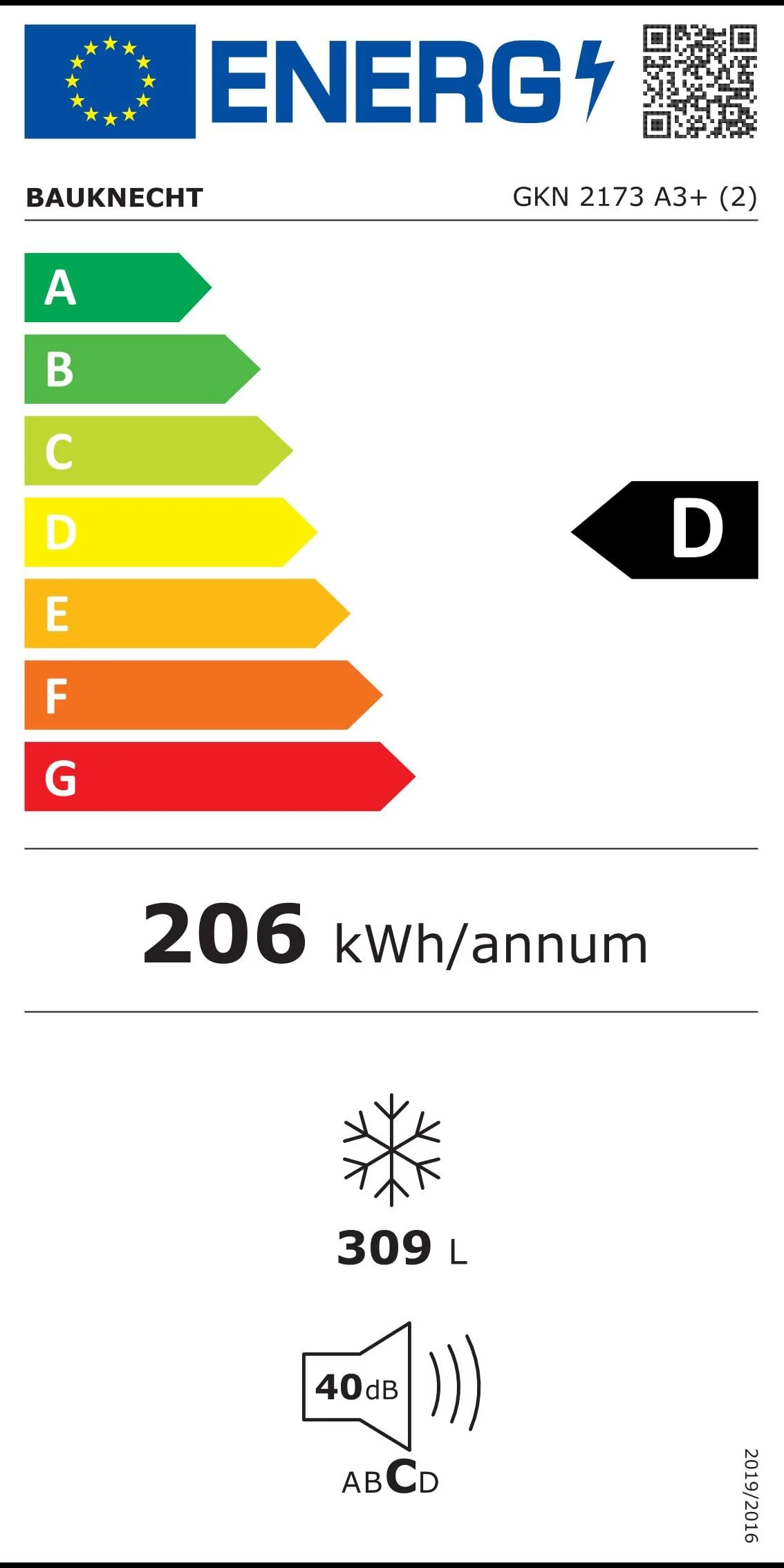 Bauknecht GKN 2173 A3+ Gefrierschrank Gefrieren: 310 L / No Frost / Supergefrierfunktion / EasyOpen Ventil / LED-Innenbeleuchtung / Elektronische Steuerung mit innenliegendem Bedienfeld,Weiß - Image 13