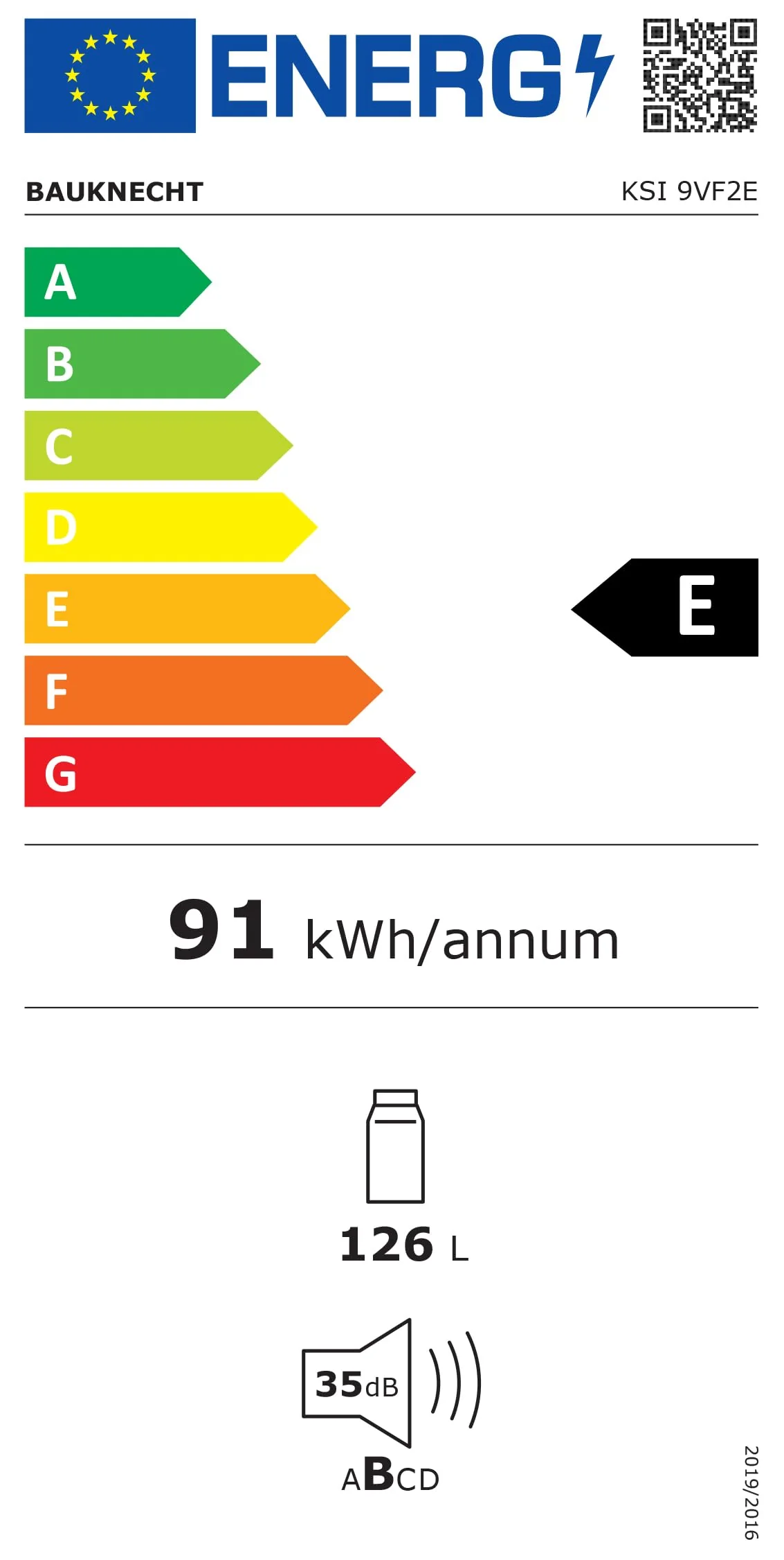 Bauknecht KSI 9VF2E Einbau-Kühlschrank/Energieeffizienzklasse: E/Nische 88/ Elektronische Temperaturregelung/LED-Beleuchtung/Abtauautomatik im Kühlteil/Sicherheitsglas - Image 3