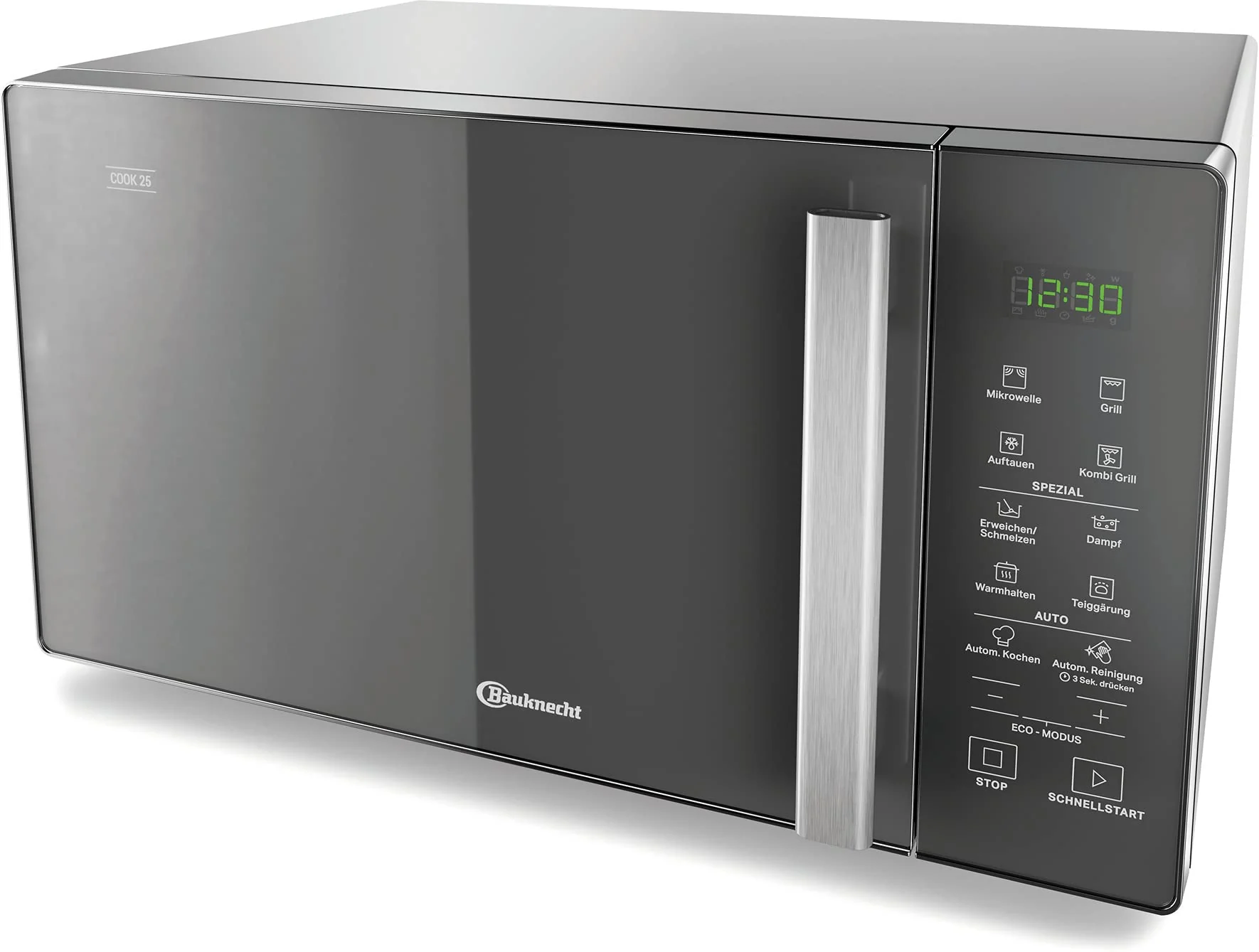 Bauknecht MW 254 SM Grill-Mikrowelle Kombination/ Dampfgarfunktion inkl. Dampfgarbehälter/ 900 W/ 25 L Garraum/ Quartz 1050 W/ AutoClean/ Schmelz-Funktion/ Warmhalte-Funktion - Image 12