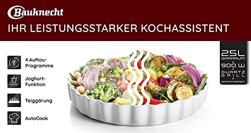 Bauknecht MW 254 SM Grill-Mikrowelle Kombination/ Dampfgarfunktion inkl. Dampfgarbehälter/ 900 W/ 25 L Garraum/ Quartz 1050 W/ AutoClean/ Schmelz-Funktion/ Warmhalte-Funktion - Image 5
