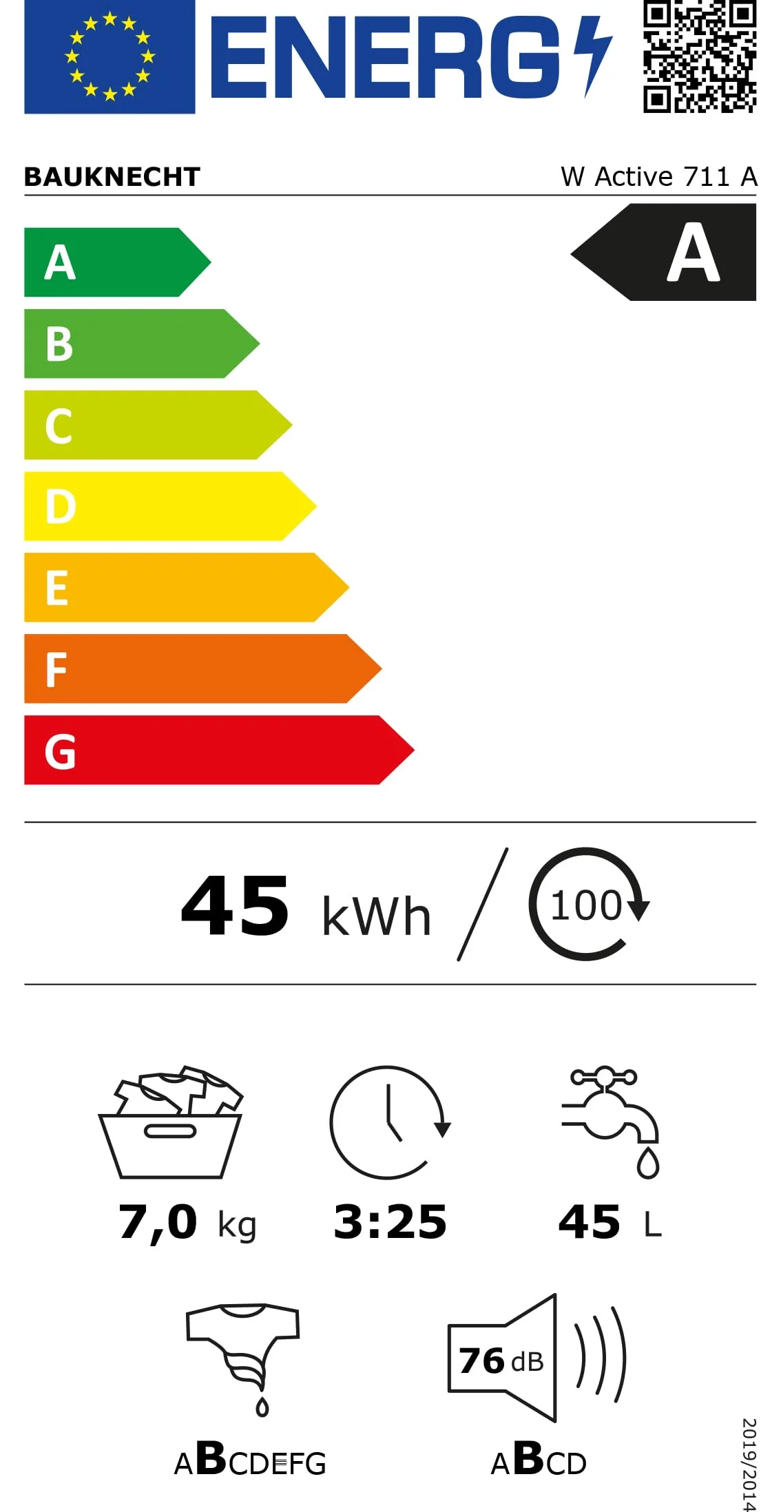 Bauknecht W Active 711 A Waschmaschine Frontlader/ 7kg/ Energieeffizienzklasse A/Kraftvolle Fleckentfernung/Dampf Programme/Steam Hygiene mit Antivirus/Steam Refresh/Stopp&Add Nachlege-Funktion - Image 10