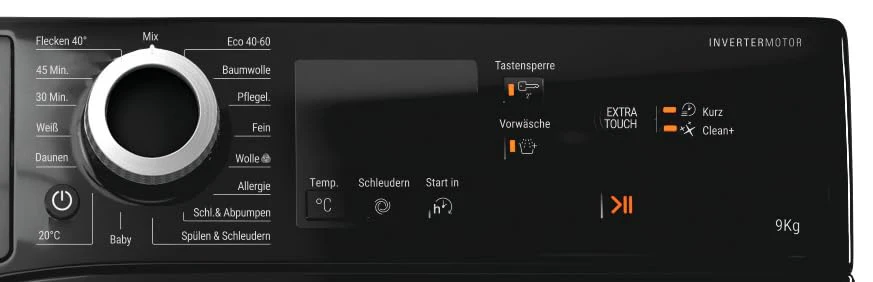 Bauknecht W9 S6300 A Waschmaschine Frontlader / 9kg / EEK A/Kurz 30 / Kurz 45 / Kraftvolle Fleckenentfernung/Anti-Allergie-Programm/Wolleprogramm/Schwarz/Langlebiger Inverter-Motor - Image 4
