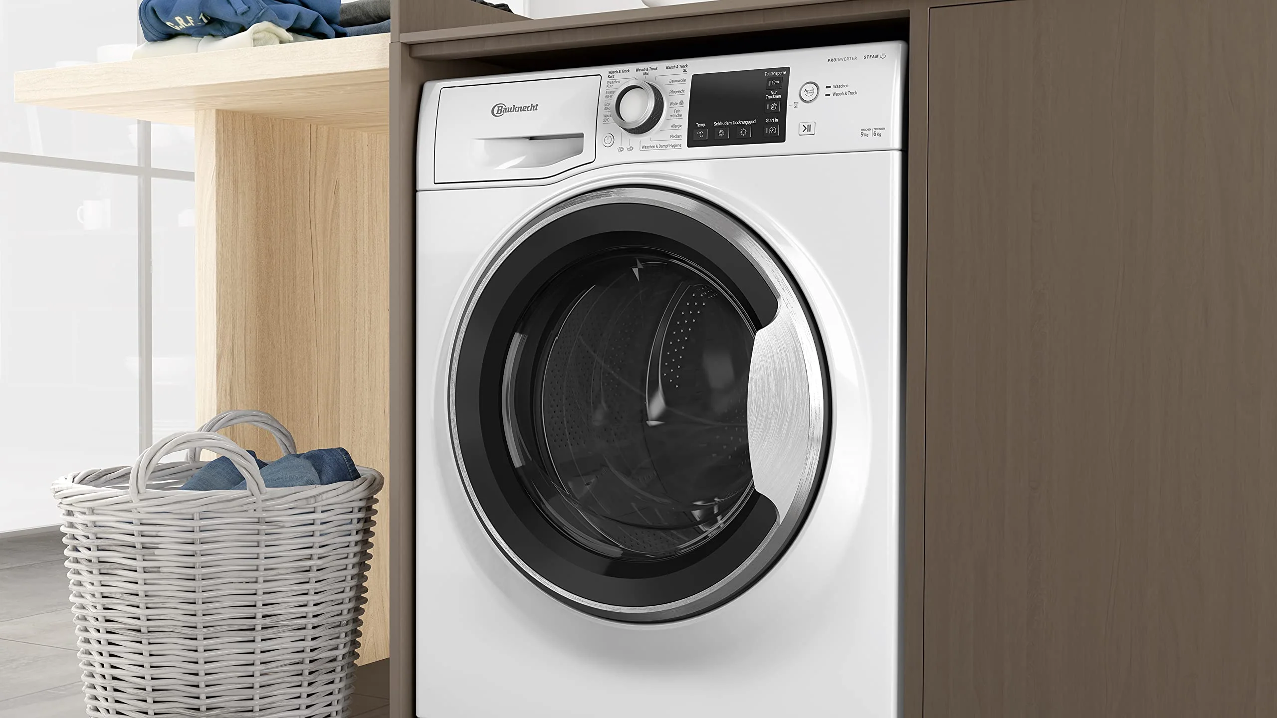 Bauknecht WATK Sense 96 41 N Waschtrockner/ 9/6 kg Waschen/Trocknen/Active Care Wash & Dry Technologie/Flecken 20° / Dampf-Programm/Wolle-Programm/Nachlegefunktion/PRO-Inverter Motor, Weiß - Image 2