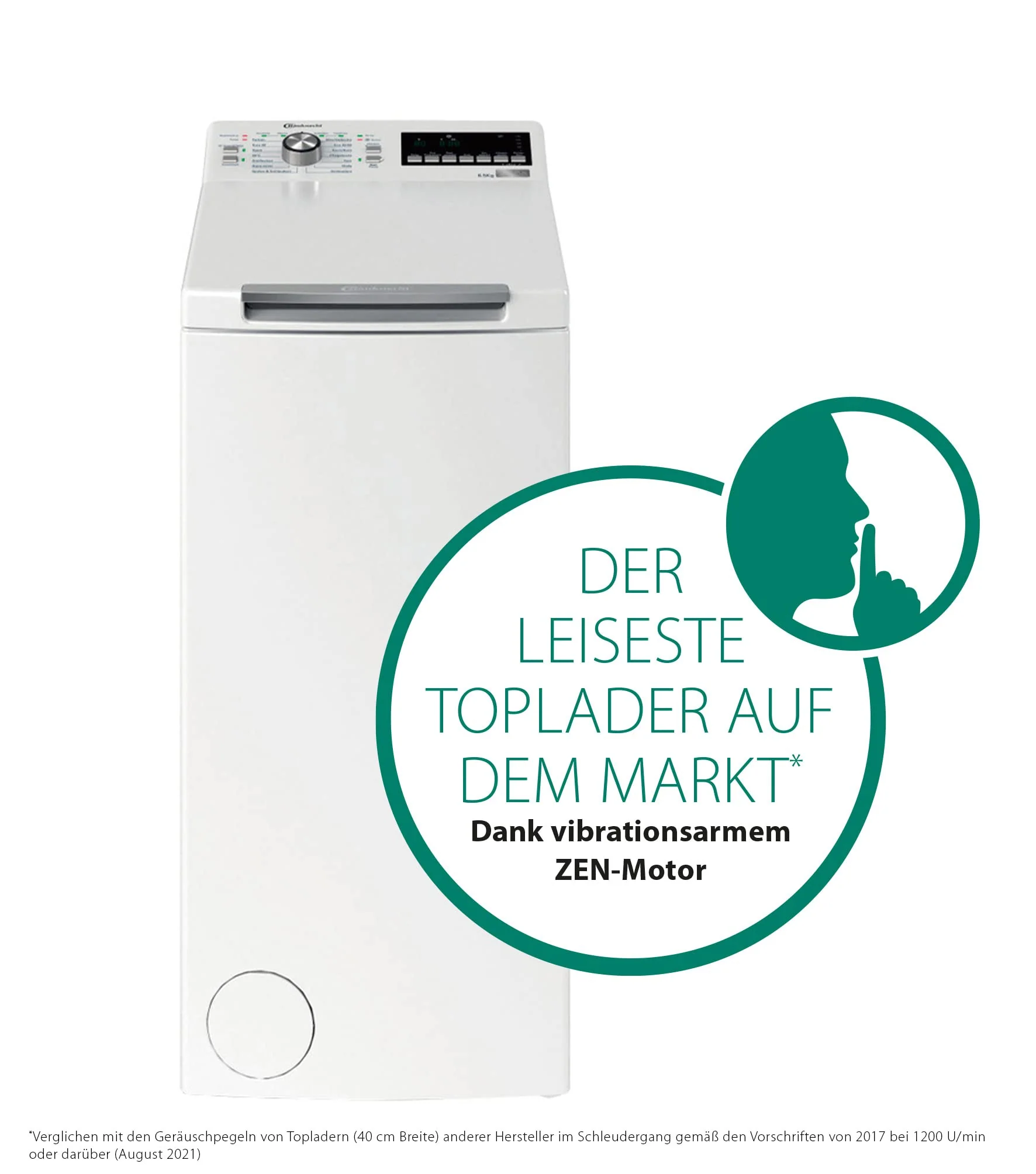Bauknecht WMT Eco Smart 6513 Z C Toplader-Waschmaschine / 6,5 kg / 1200 UpM/Antiflecken-Programm/FreshFinish/ZEN Technology/Startzeitvorwahl/SoftOpening/Kurz 30'/ 15° Green& Clean, Weiß, 6.5 kg - Image 4