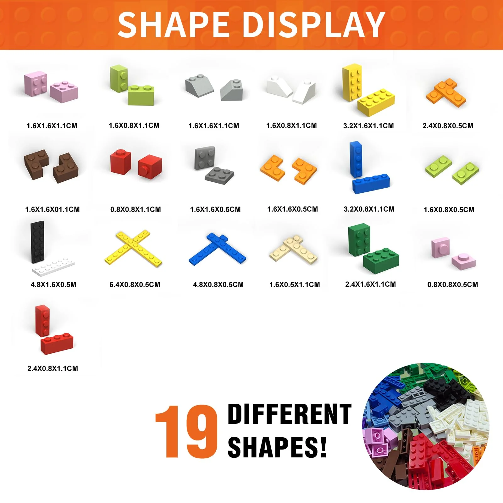 Bausteine Box Mit 1500 Klemmbausteinen – Kompatibel Zu Allen Herstellern – 14 Farben & 19 Formen – Building Blocks Für Kinder Ab 6 Jahre – Klassisches Konstruktionsspielzeug Für Jungen Und Mädchen. - Image 9