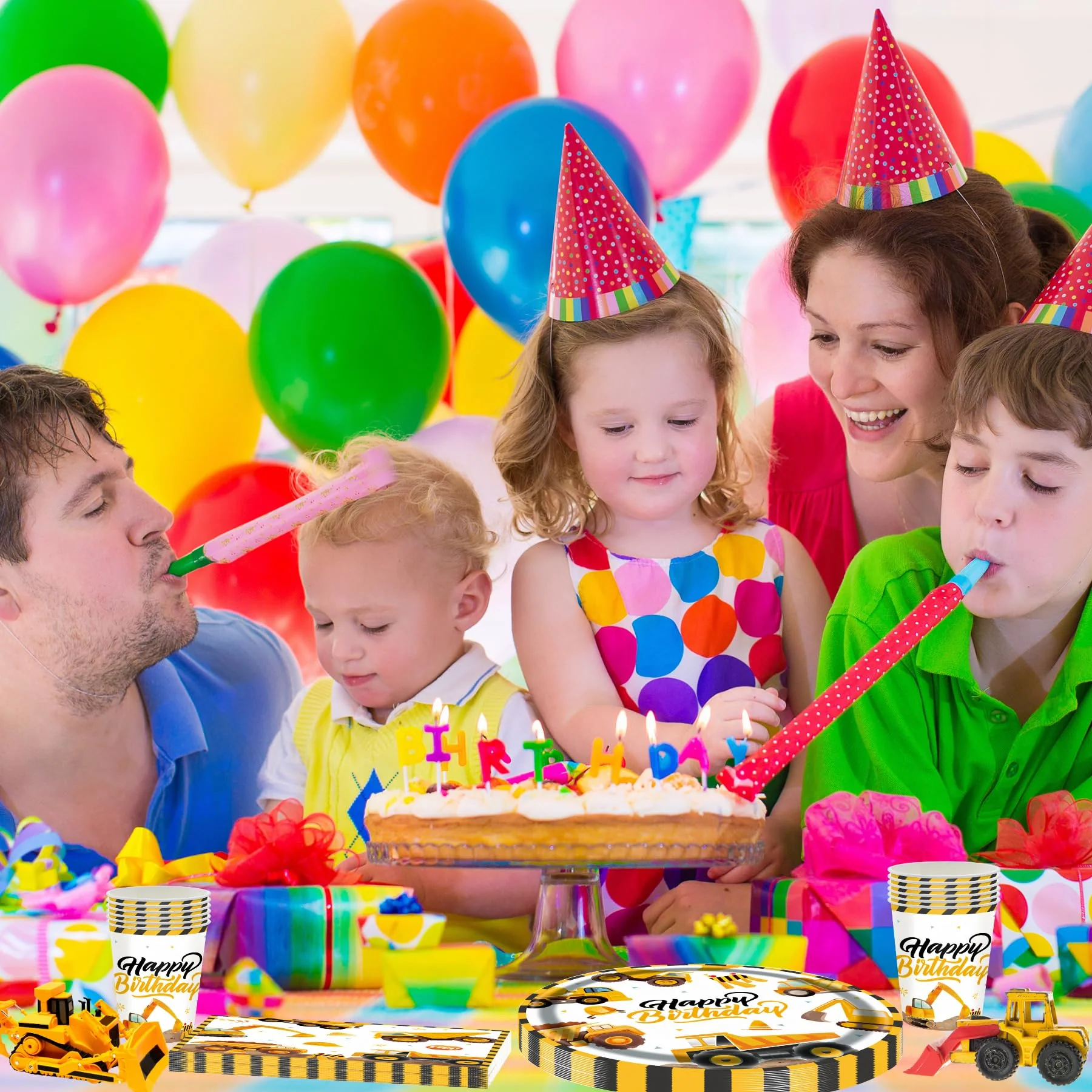 Baustelle Partygeschirr für 16 Gäste,Bagger Partyteller Geburtstag Geschirr,Baustelle Pappteller Becher Servietten,Technik Fahrzeug Partygeschirr für Junge Mädchen Kindergeburtstag Deko - Image 3