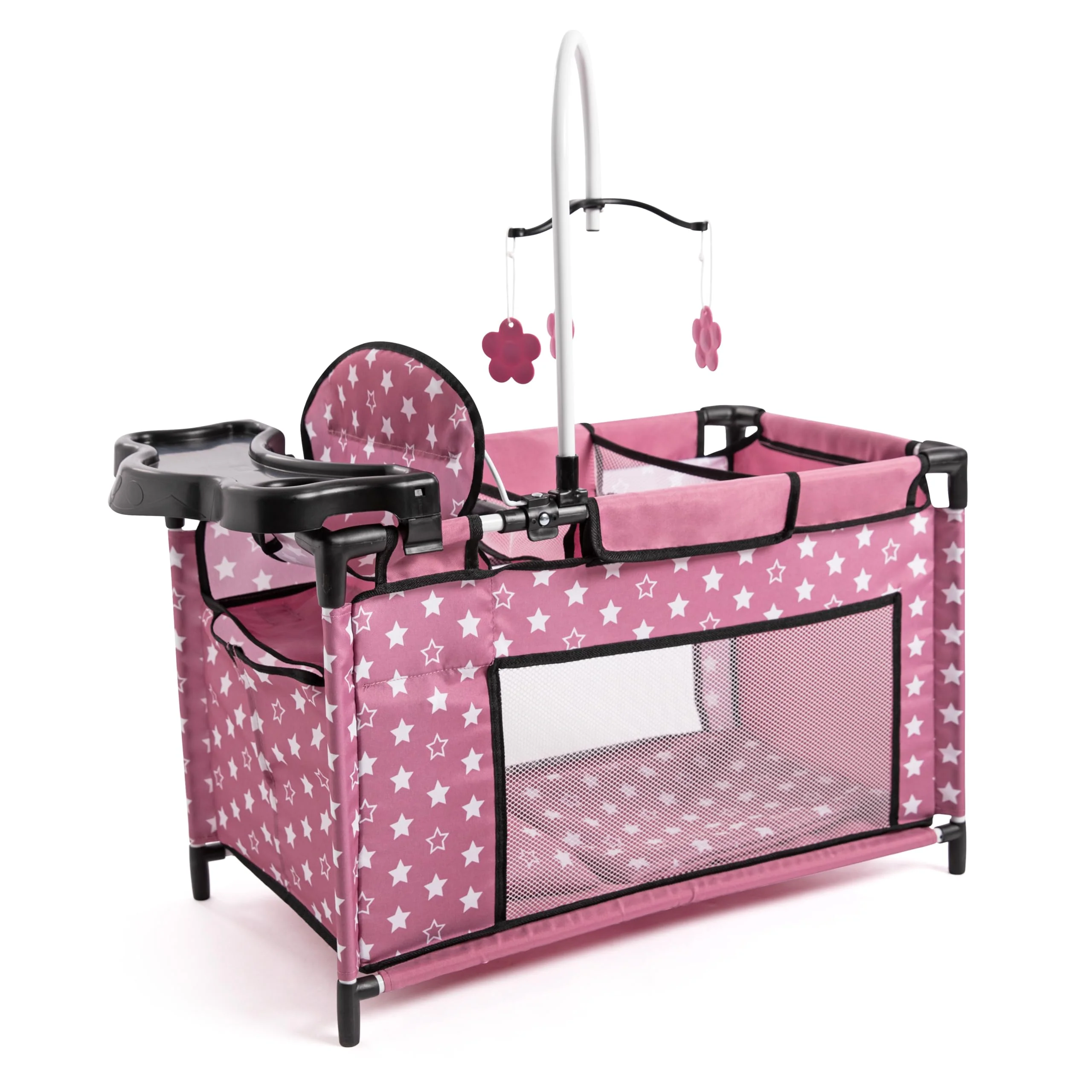 Bayer Design 62676AA Puppenbett mit Schrank, Sitz, Mobile, Ablage, Bettdecke, Kissen, Puppenzubehör