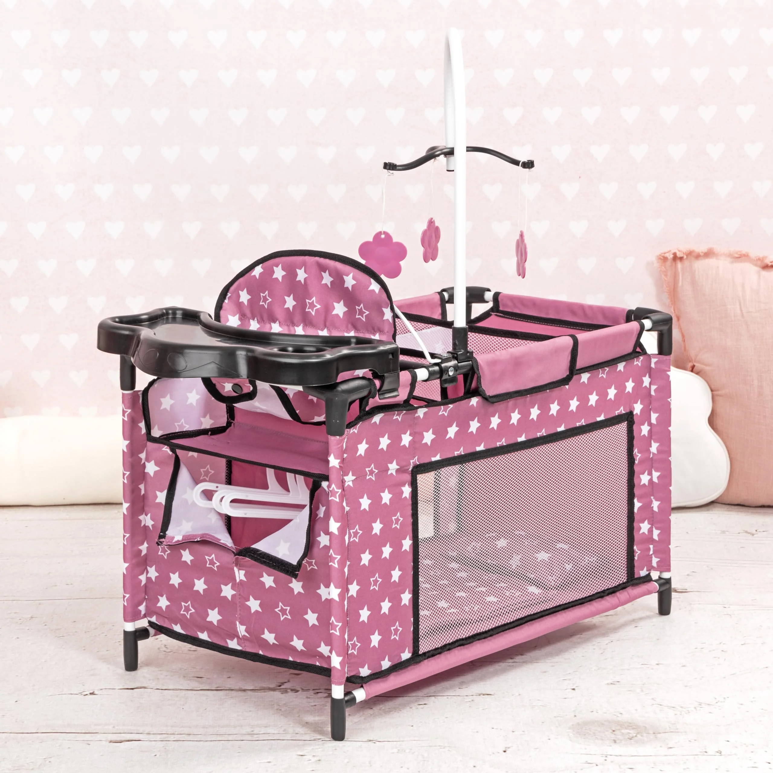 Bayer Design 62676AA Puppenbett mit Schrank, Sitz, Mobile, Ablage, Bettdecke, Kissen, Puppenzubehör - Image 4