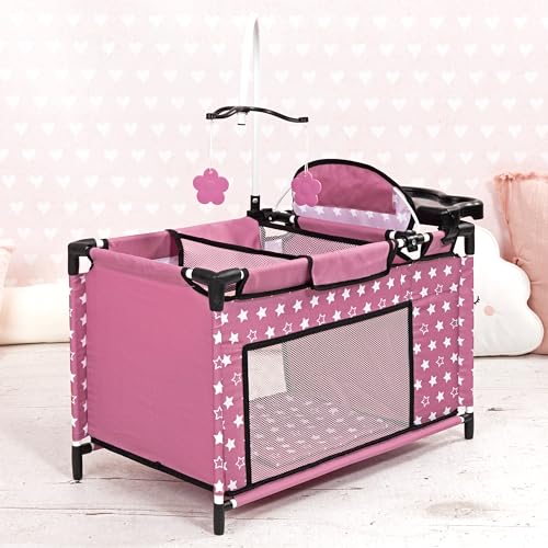 Bayer Design 62676AA Puppenbett mit Schrank, Sitz, Mobile, Ablage, Bettdecke, Kissen, Puppenzubehör - Image 5