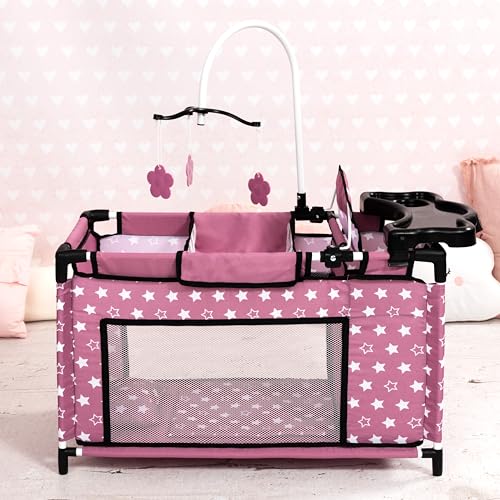 Bayer Design 62676AA Puppenbett mit Schrank, Sitz, Mobile, Ablage, Bettdecke, Kissen, Puppenzubehör - Image 6